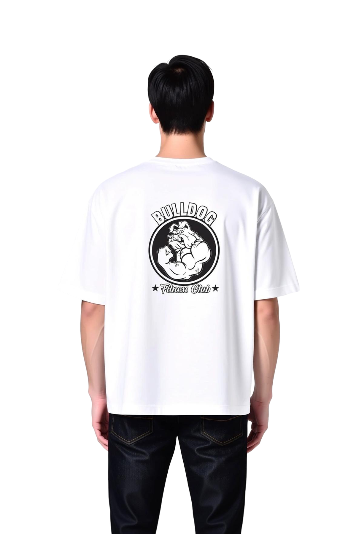 Bulldog Fitness Club Baskılı Erkek Oversize Tişört
