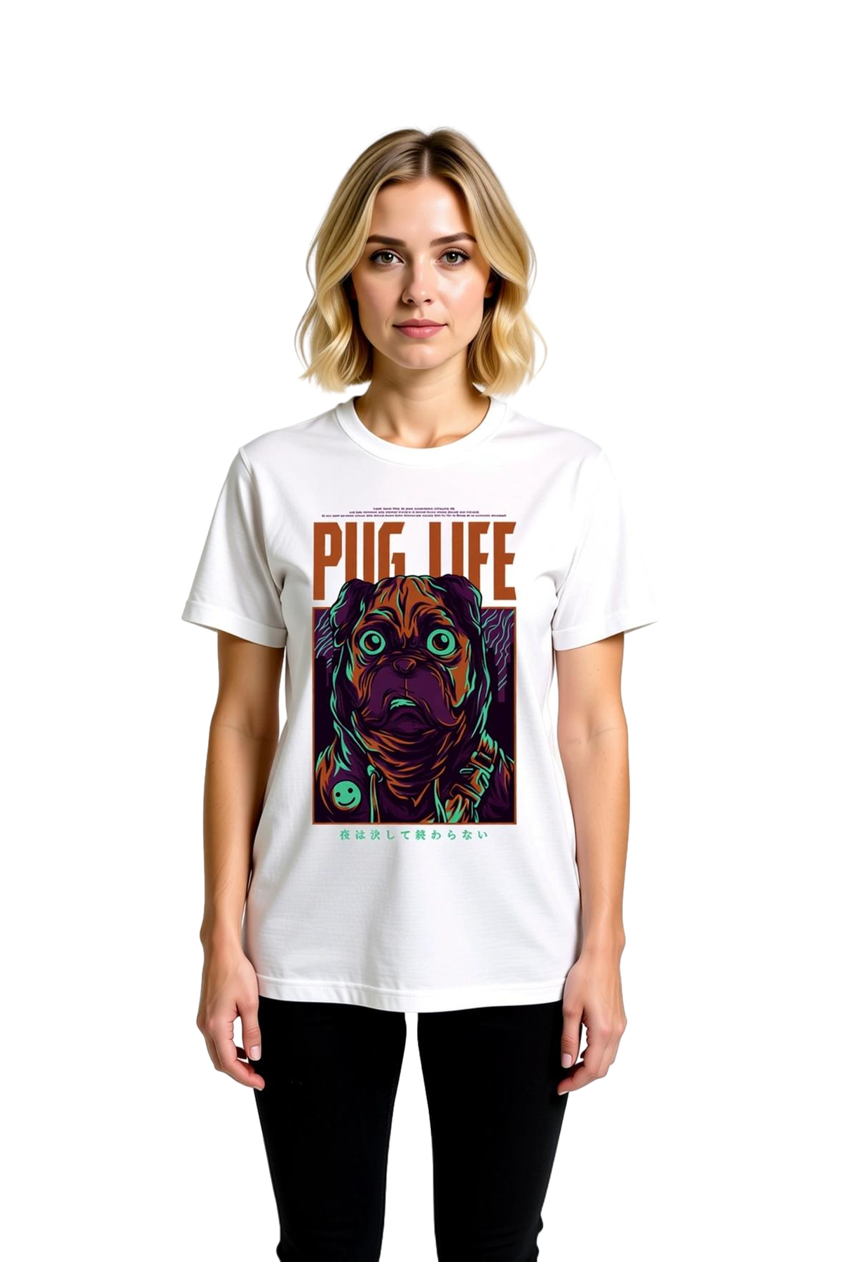 Pug Hayatı Baskılı Kadın Tişört