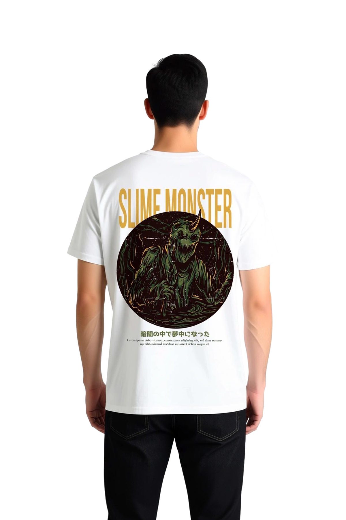 Erkek Slime Monster Grafik Baskılı Tişört %100 Pamuk Rahat Kesim Günlük Konforlu Modern Şık Zarif