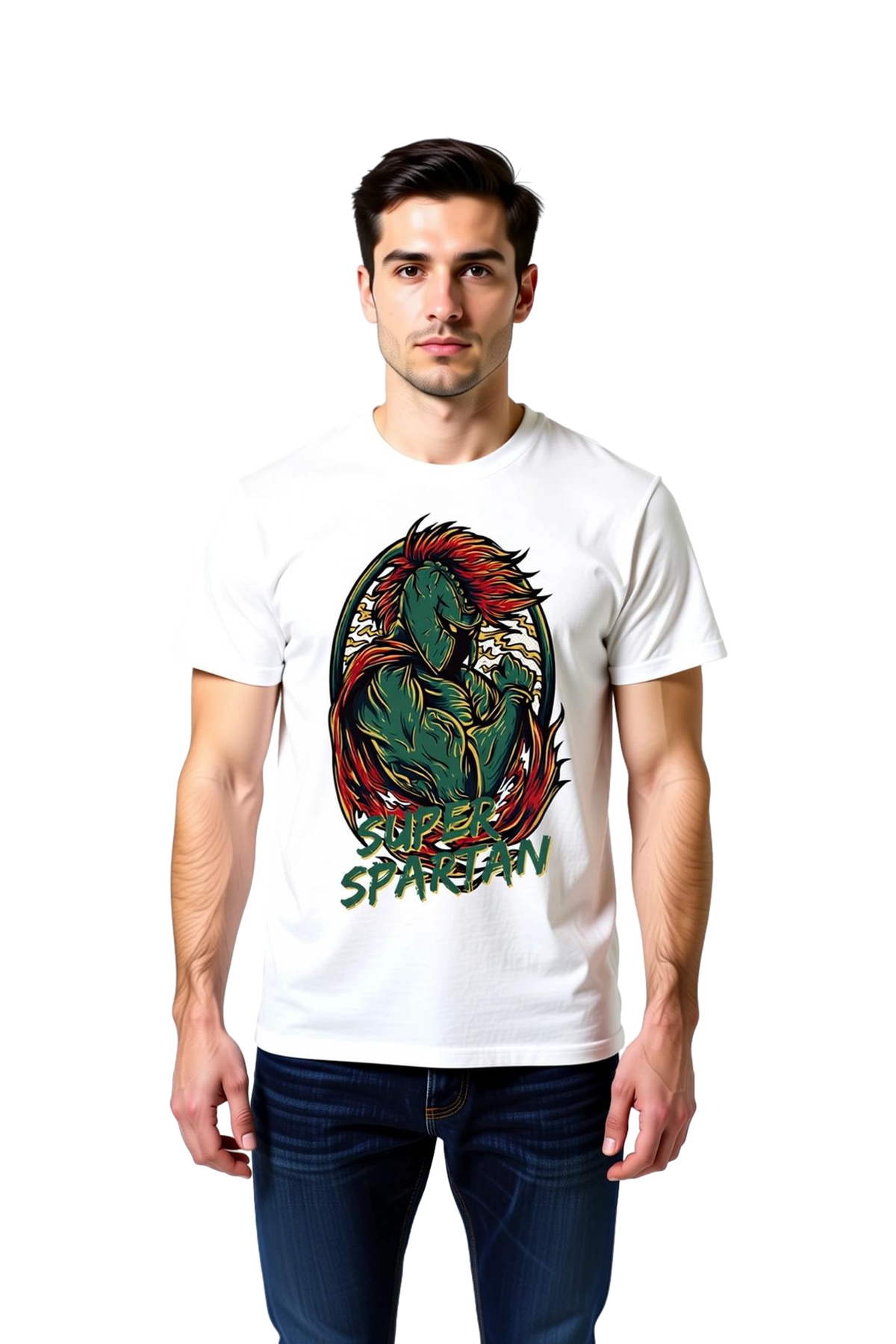 Süper Spartan Savaşçı Baskılı Erkek Tişört