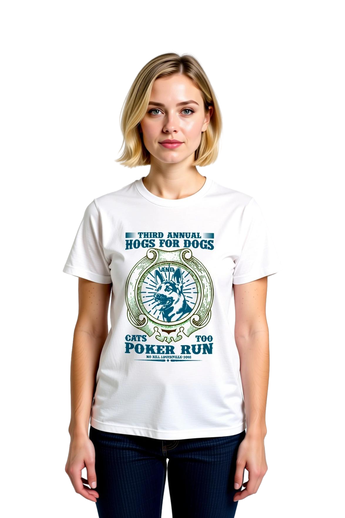 Kadın Hayvan Sevgisi Temalı Vintage Baskılı Tişört Poker Etkinliği Anısına Tasarlanmış Günlük Rahat