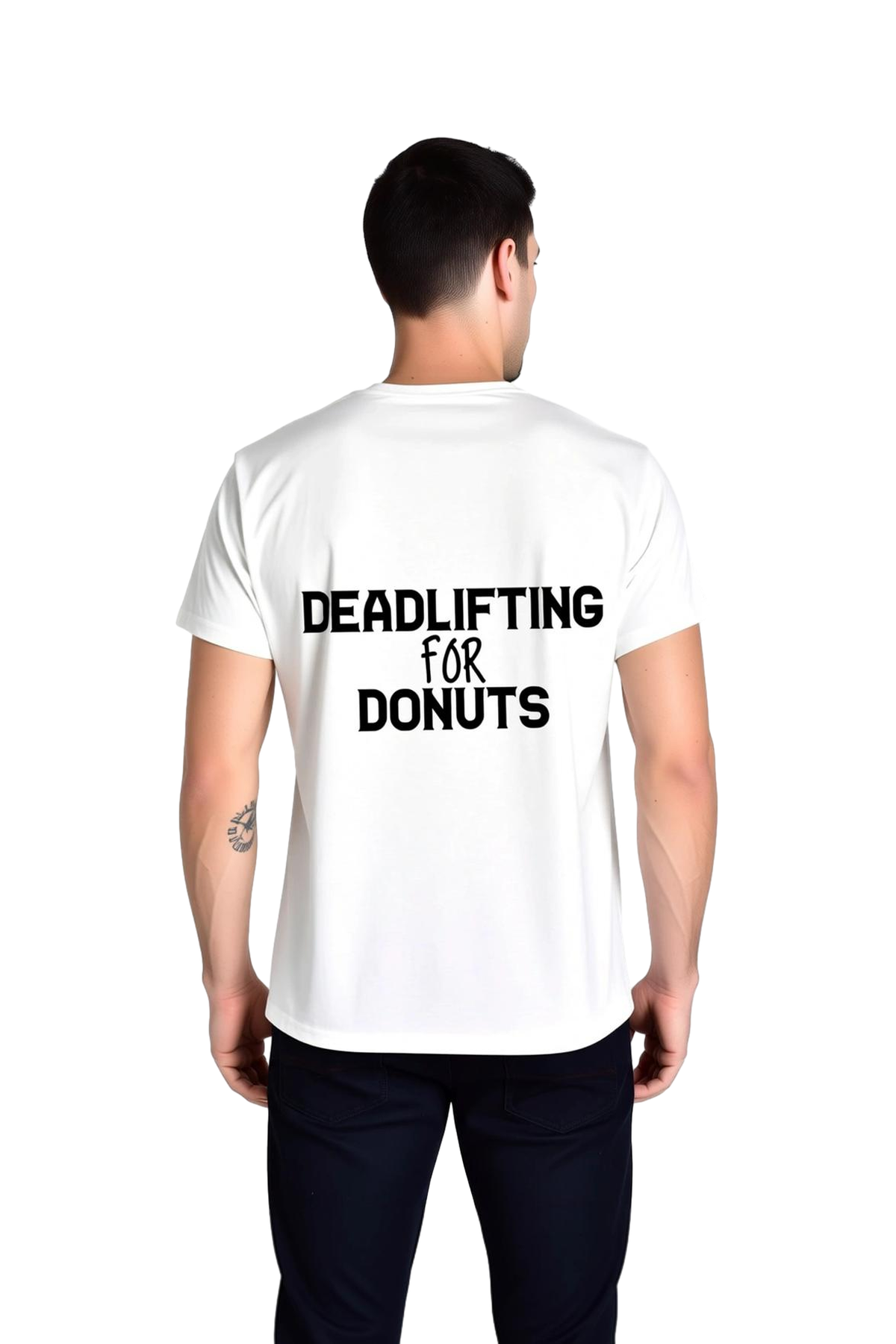 Erkek Spor Mizah Baskılı Tişört Halter Donut Temalı Rahat Kesim Kısa Kol Yuvarlak Yaka Günlük Modern
