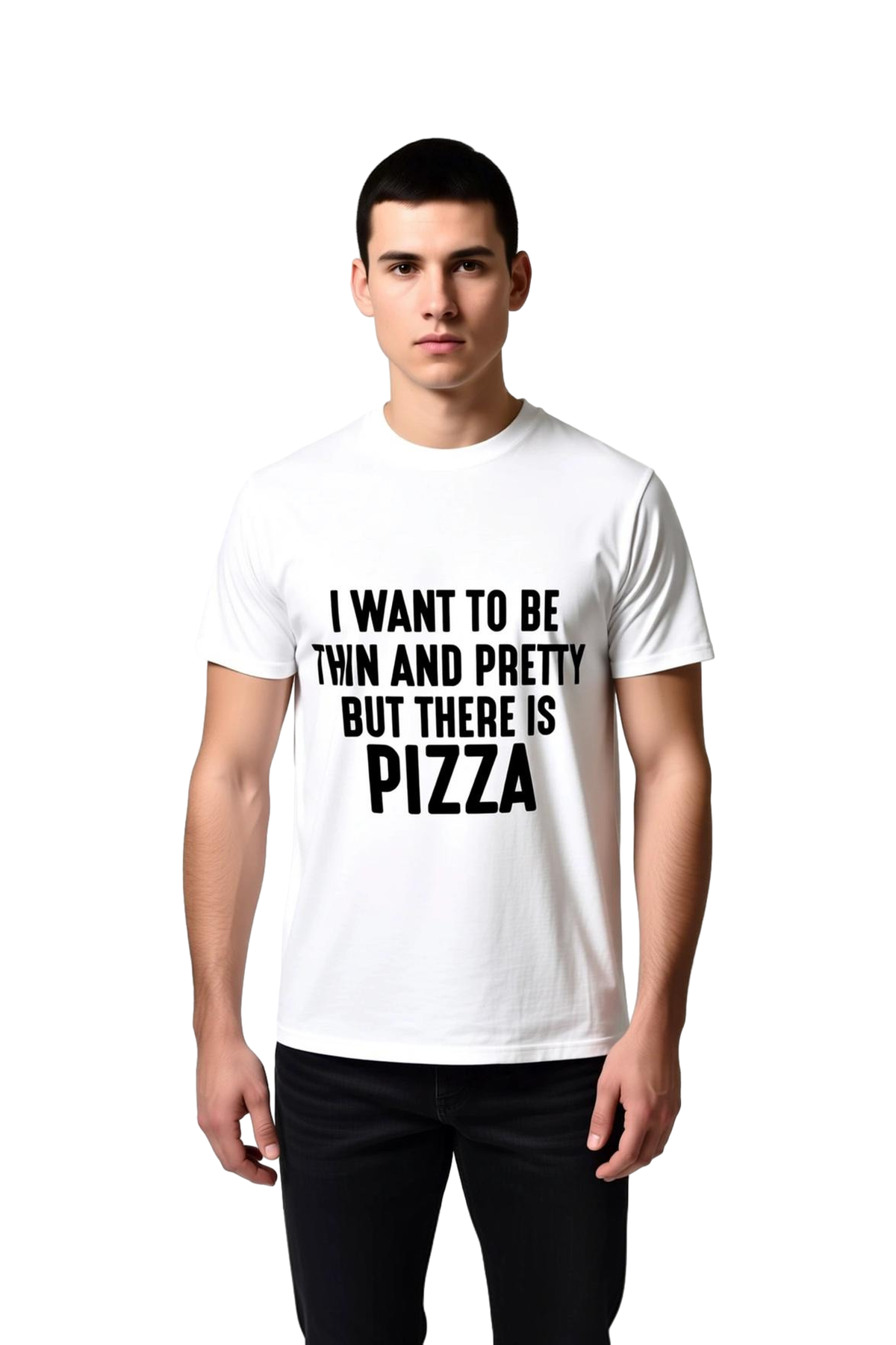 Pizza Aşkı Versus Diyet Düşleri Baskılı Erkek Tişört