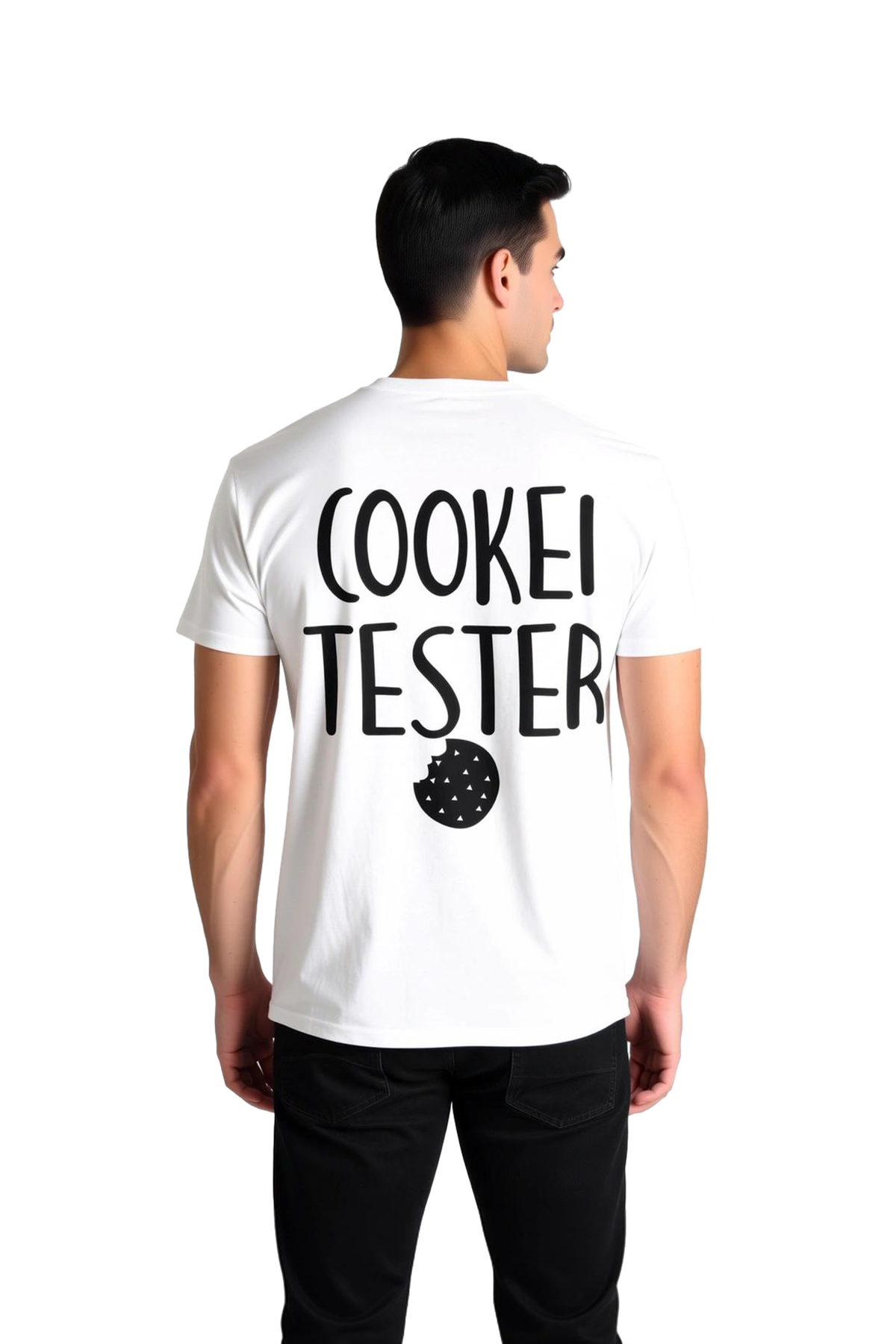 Erkek Kurabiye Tester Mizahi Baskılı Pamuklu Tişört Günlük Rahat Kesim Retro Tasarım Modern Şık