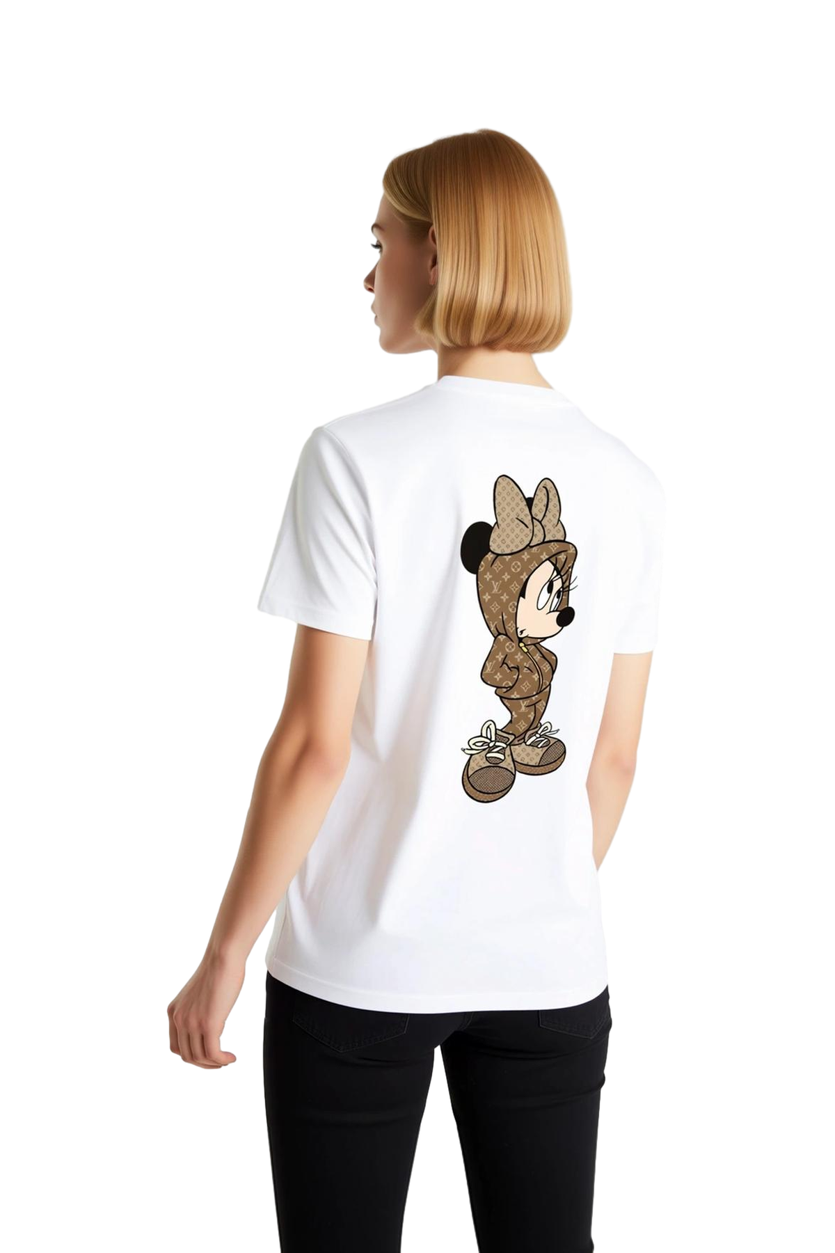 Kadın Grafik Baskılı Pamuk Tişört Lüks Moda Karakterli Tasarım Günlük Rahat Kesim Modern Şık Zarif