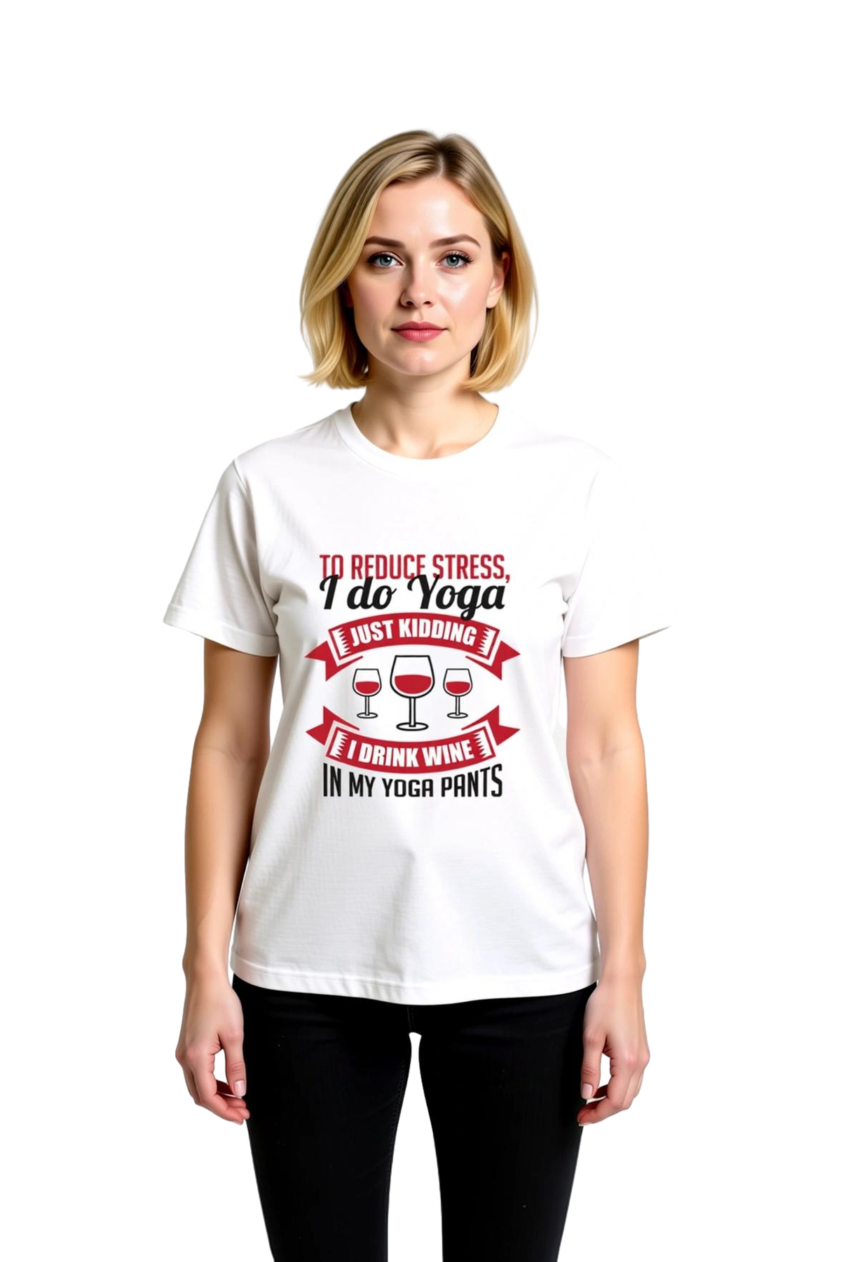 Yoga Pantolon Şarap Tasarımı Baskılı Kadın Tişört