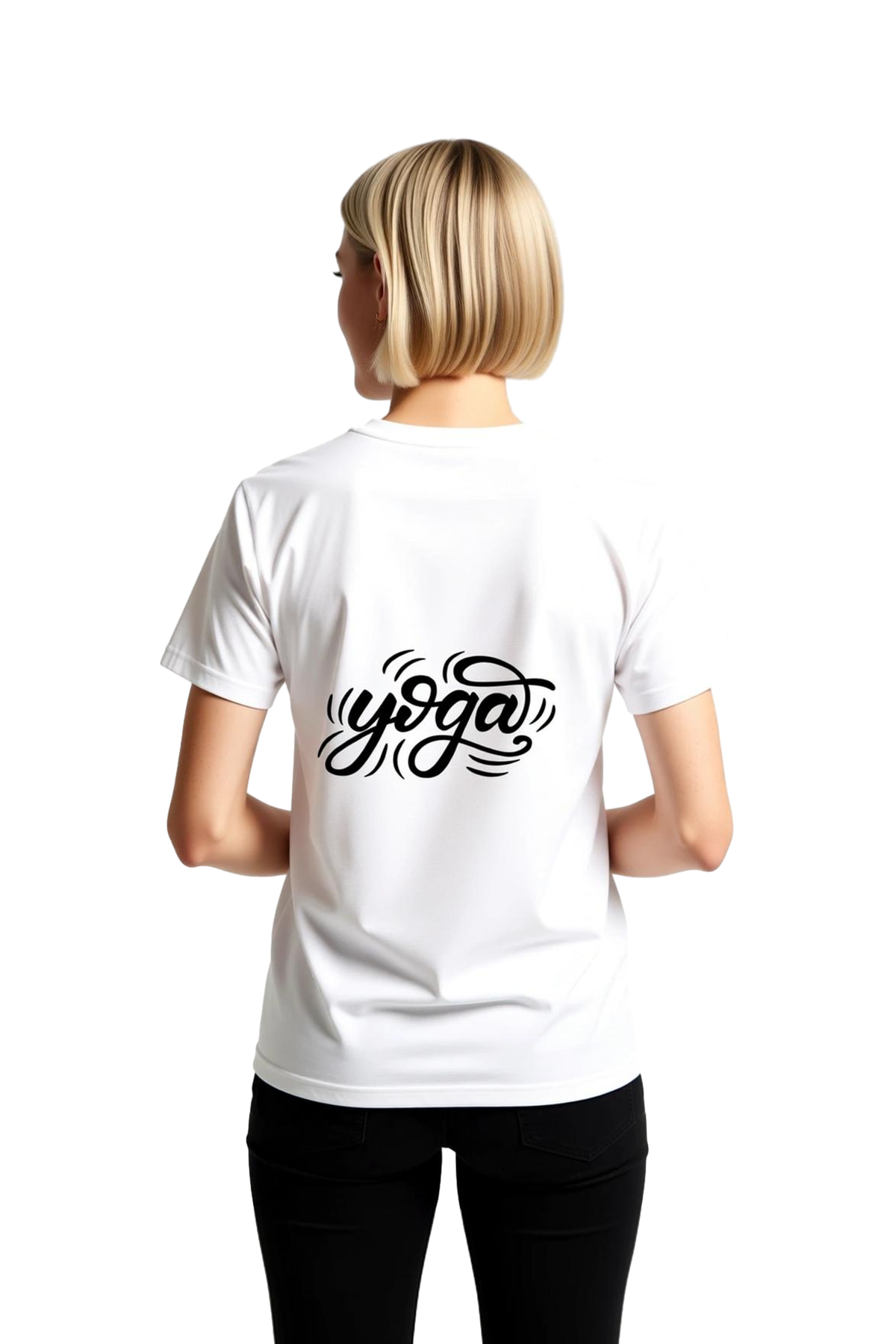 Kadın Yoga Tutkusu Baskılı Rahat Kesim Kısa Kollu Yuvarlak Yaka Pamuk Tişört Günlük Spor Modern