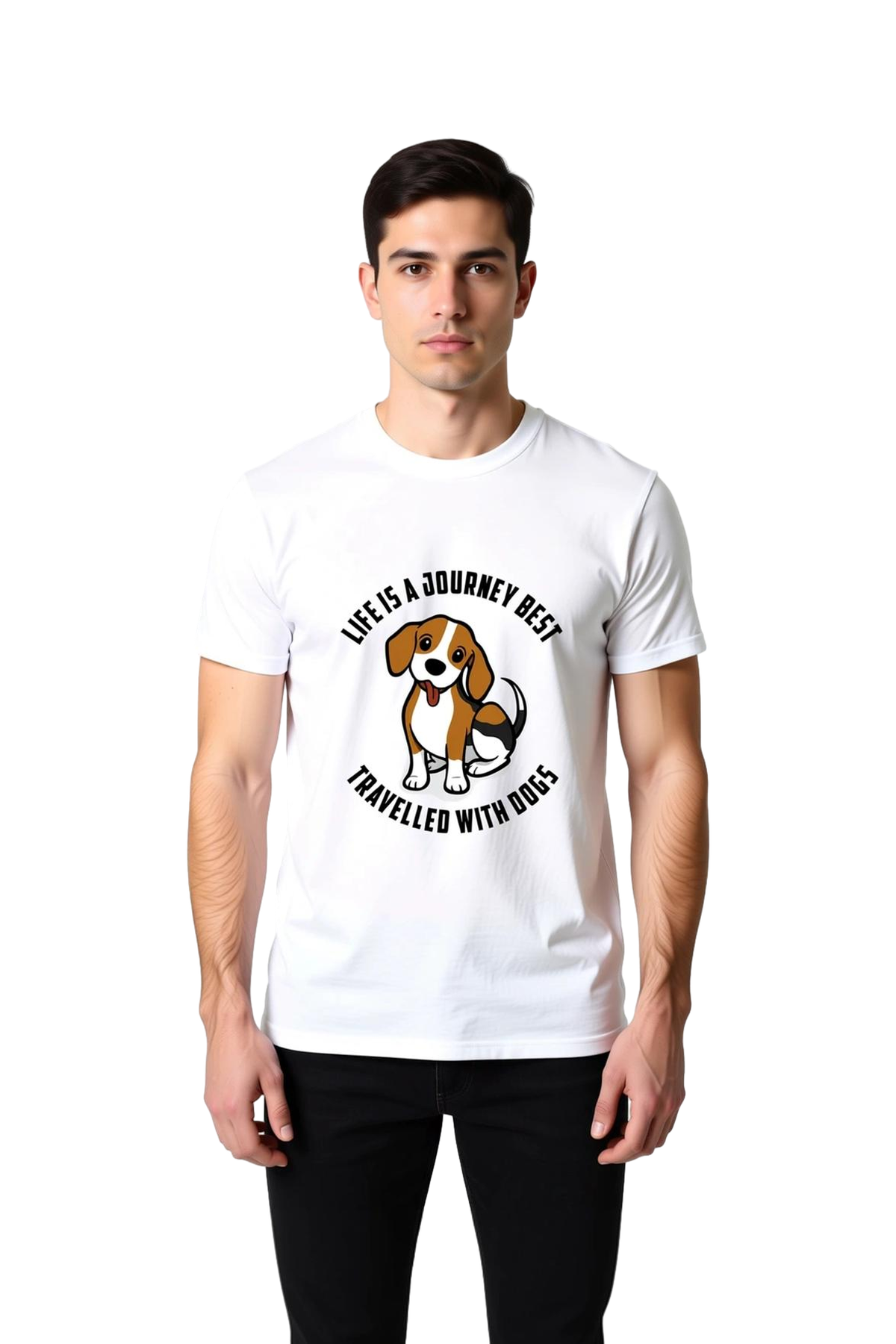 Köpek Sevgisi - Seyahat Teması Baskılı Erkek Tişört