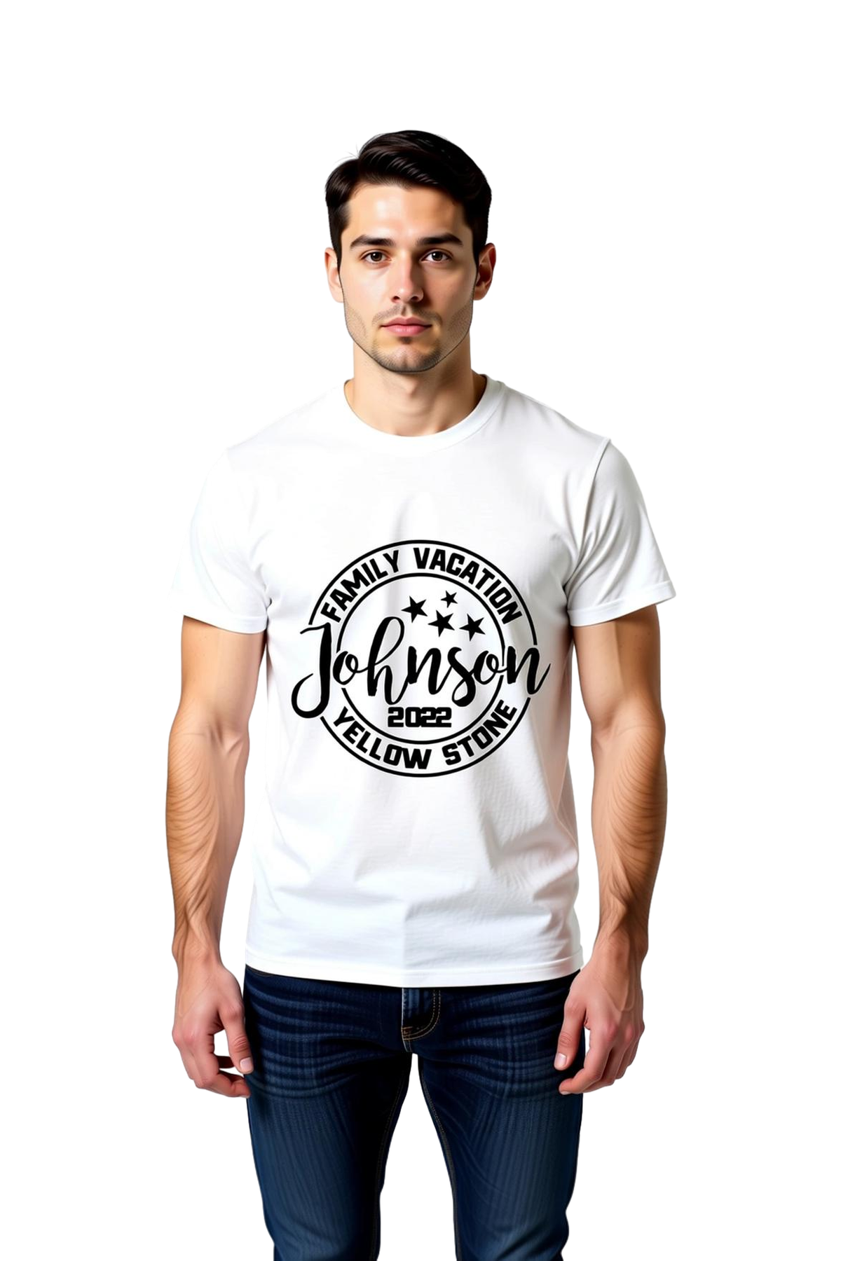 Erkek Aile Tatili Baskılı Tişört Yellowstone Temalı Kişiselleştirilebilir Vintage Stil Rahat Kesim