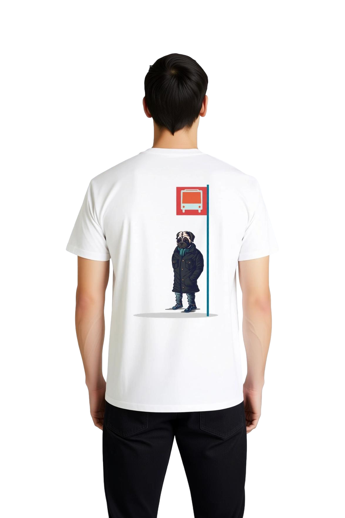 Şık Palto Giymiş Sevimli Köpek Baskılı Erkek Tişört