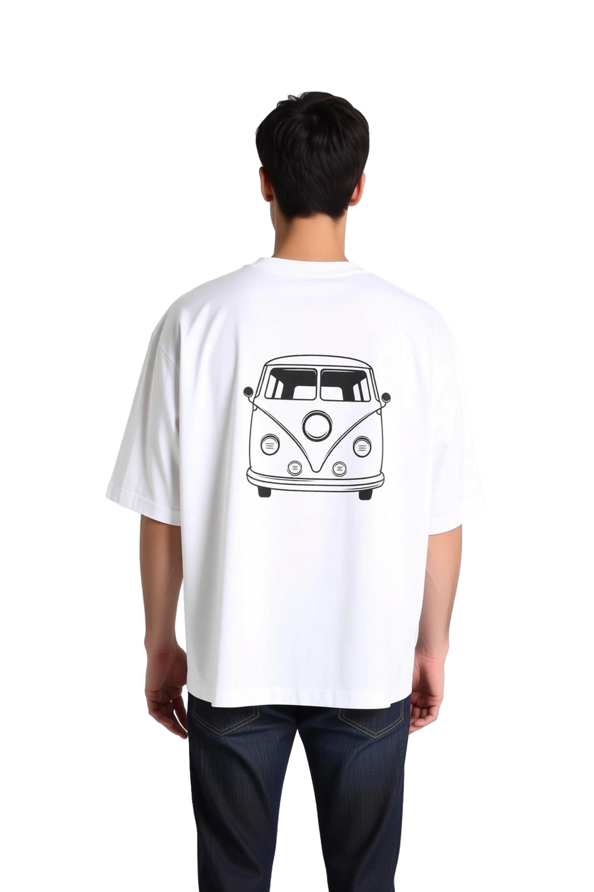Vintage Van Retro Tasarımı Baskılı Erkek Oversize Tişört
