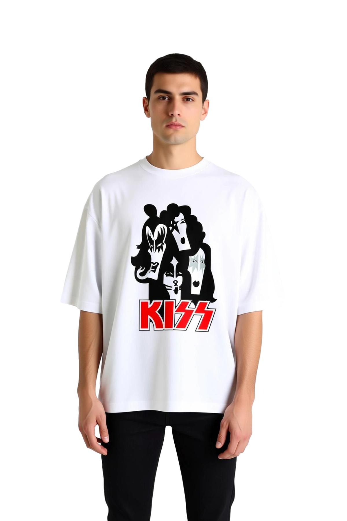 Rock Müzik Tasarımı Cesur Stil Baskılı Erkek Oversize Tişört