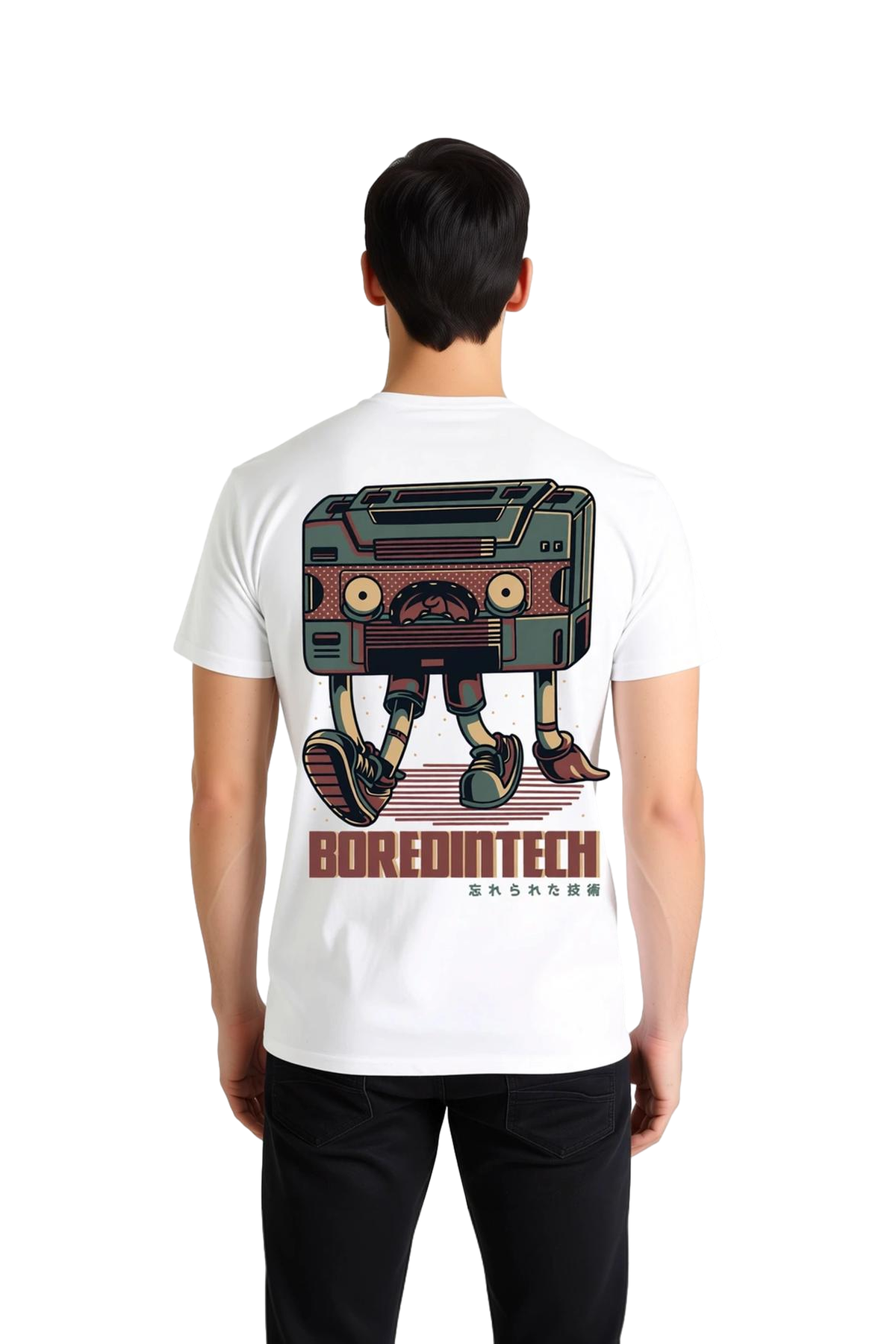 Erkek Retro Boombox Grafik Baskılı Günlük Tişört %100 Pamuk Rahat Kesim Modern Şık Konforlu Zarif
