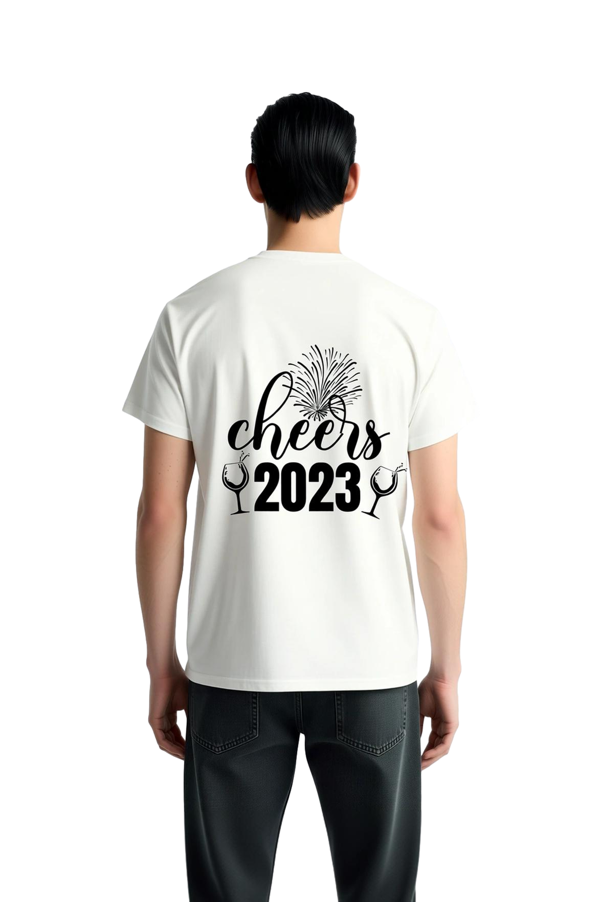 Cheers 2023 Kutlama Teması Baskılı Erkek Tişört