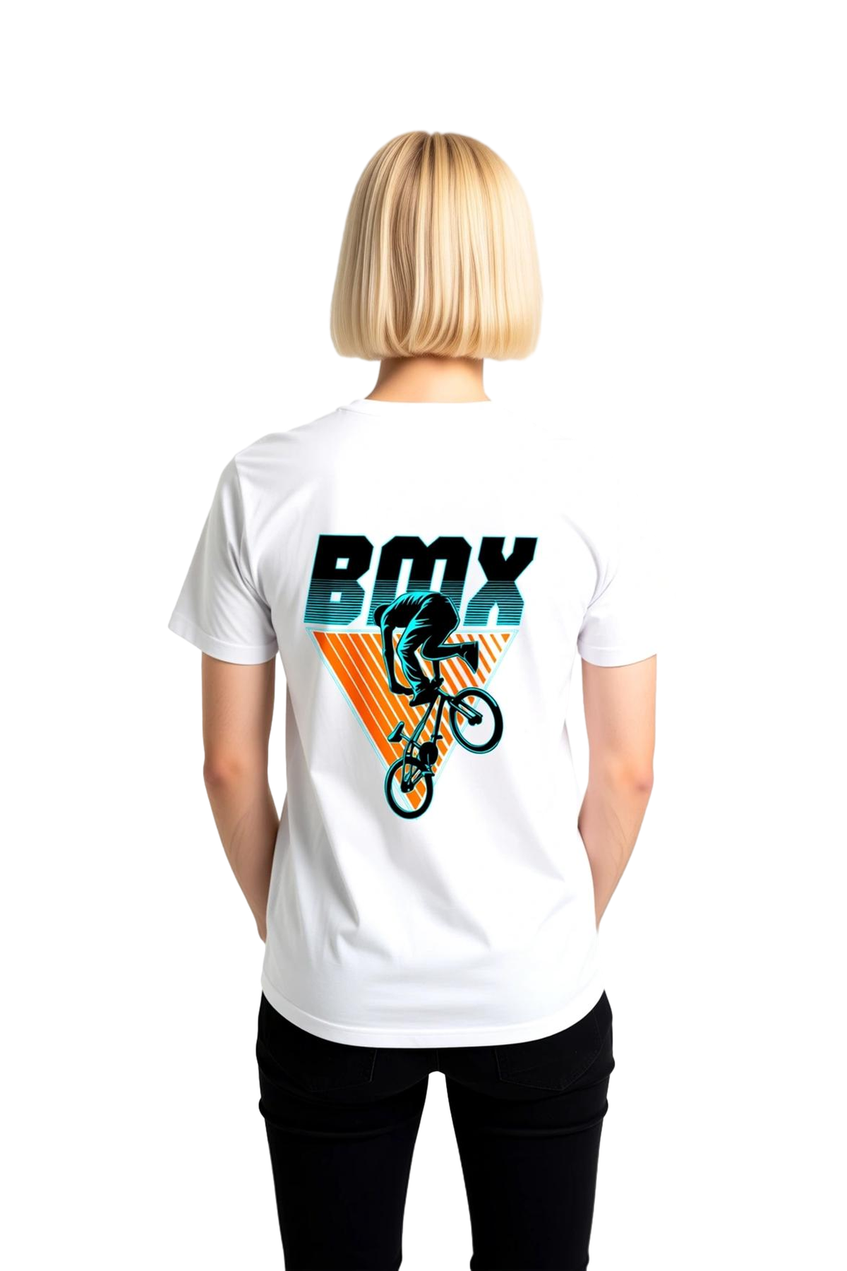 Kadın Retro BMX Bisiklet Grafik Baskılı Kısa Kollu Tişört Konforlu Kesim Günlük Rahat Modern Şık