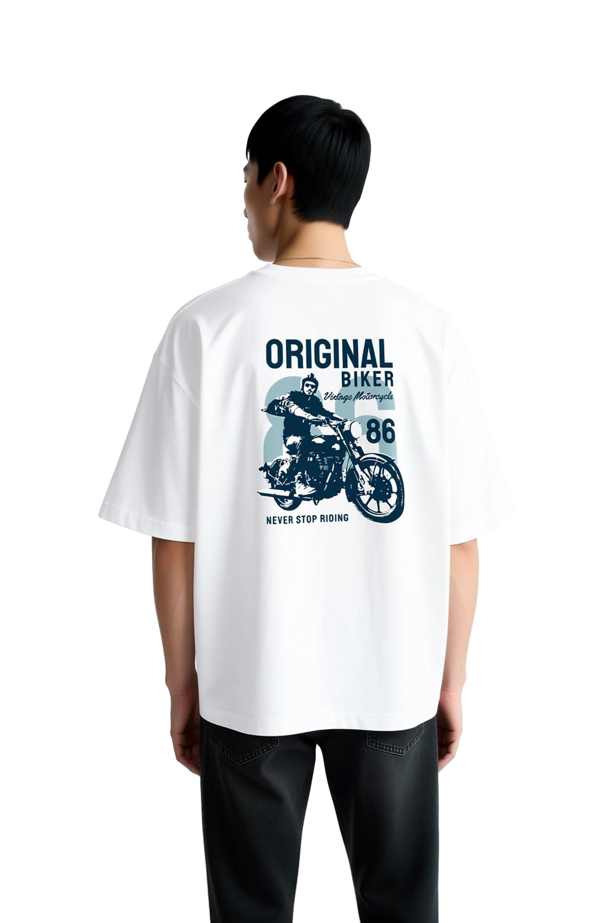 Erkek Oversize Motosiklet Baskılı Tişört Vintage Biker Retro Grafik Rahat Kesim Günlük Giyim Modern
