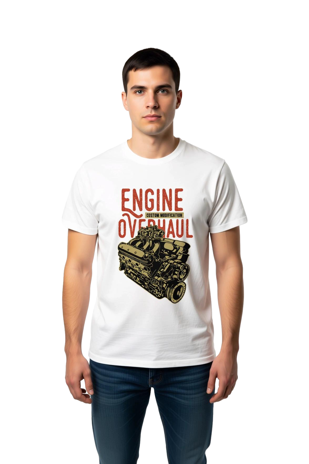 Erkek Motor Revizyonu Özel Modifikasyon Baskılı Pamuk Tişört Teknik Grafik Desen Günlük Rahat Modern