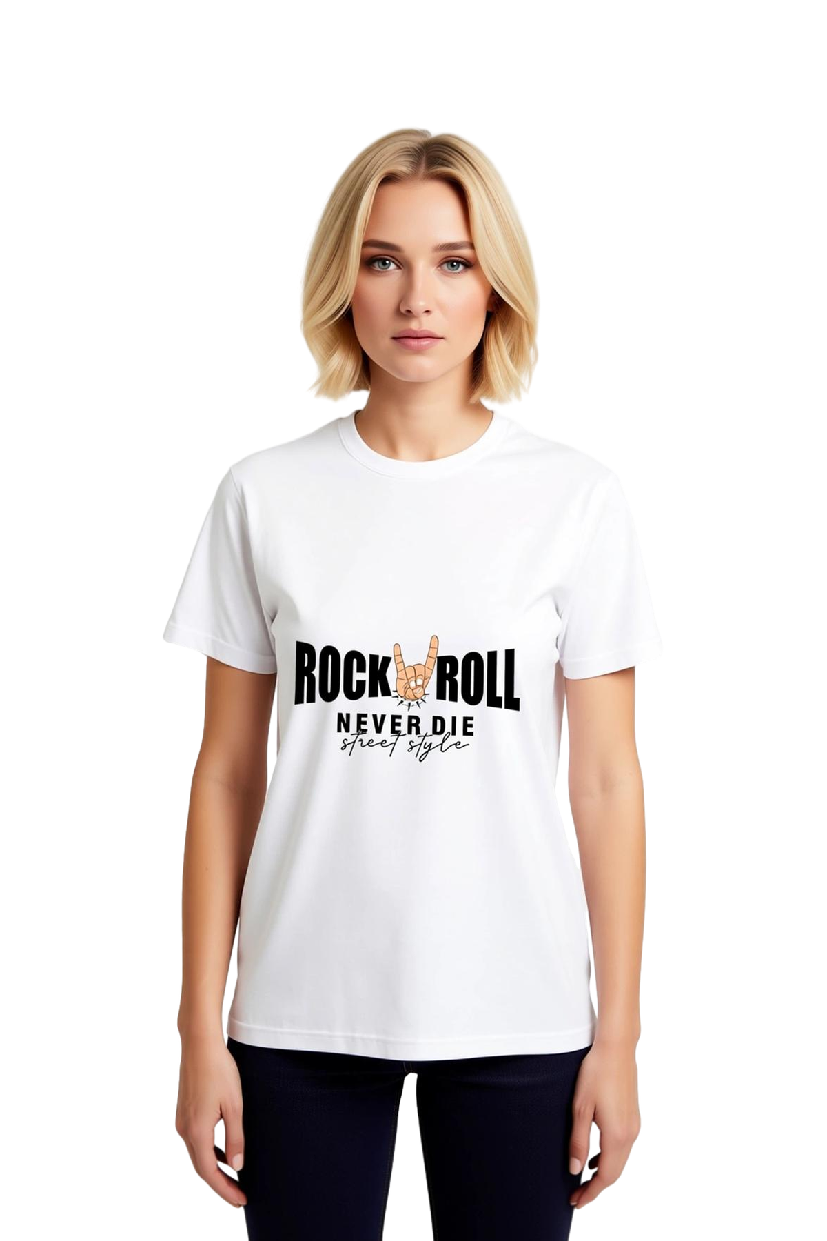 Rock Müzik Sokak Stilinde Baskılı Kadın Tişört