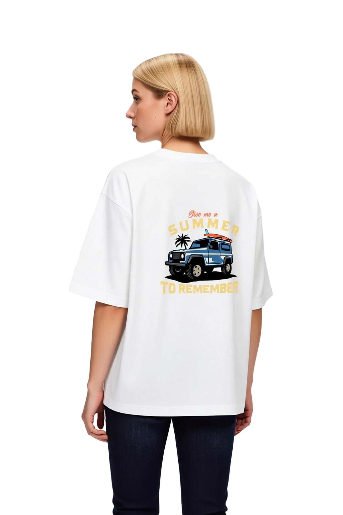 Yazları Unutulmaz Kıl Baskılı Kadın Oversize Tişört