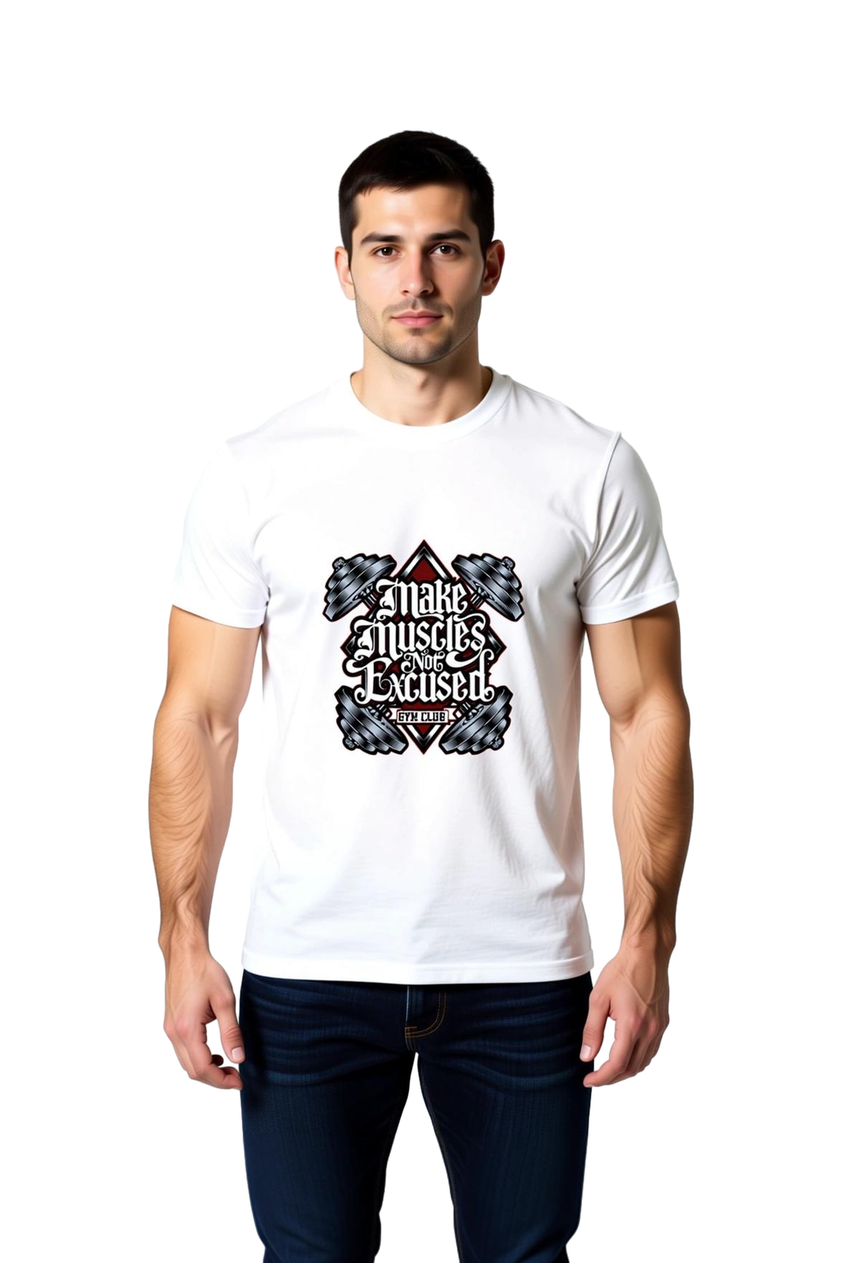 Erkek Kas Yap Bahane Değil Baskılı Grafik Tişört Motivasyon Spor Gym Kültürü Günlük Rahat Modern