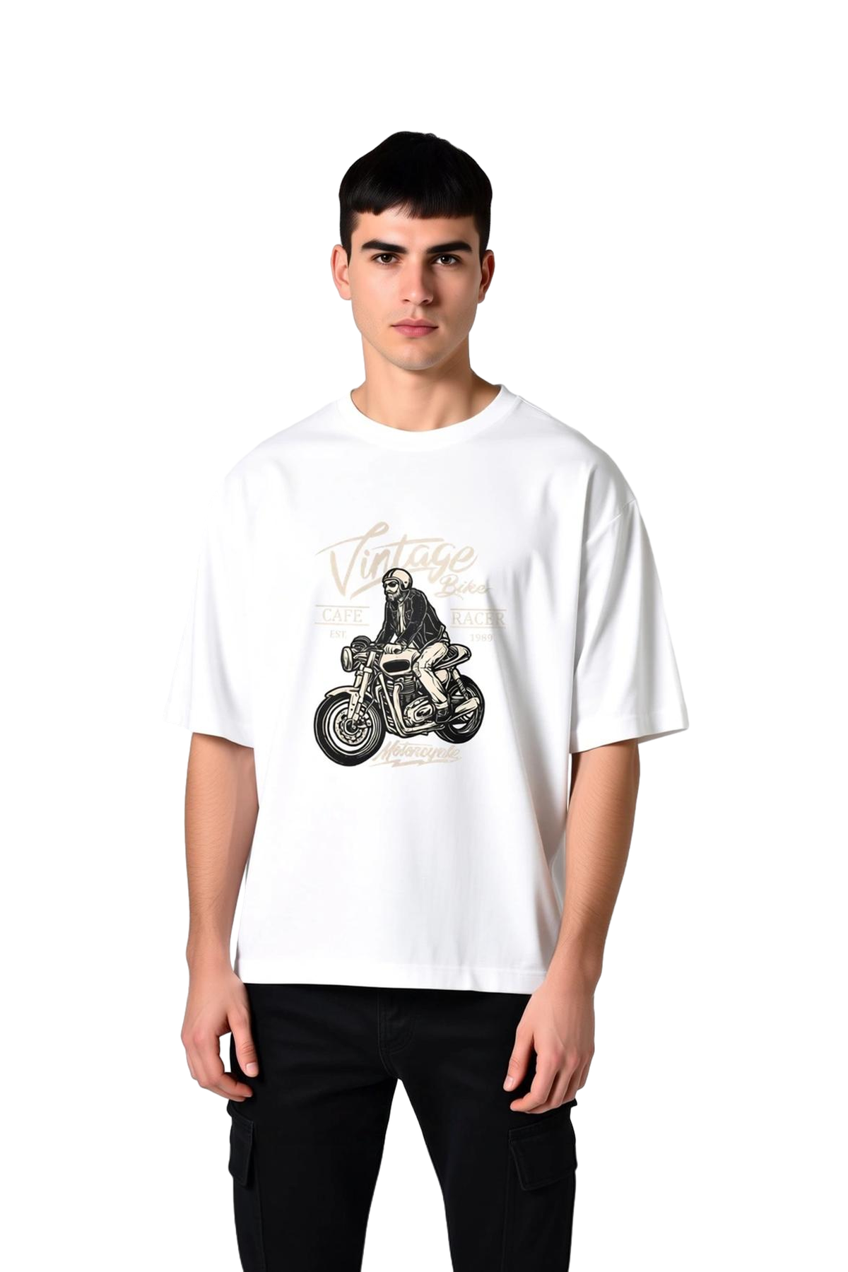Cafe Racer Motor 1989 Baskılı Erkek Oversize Tişört