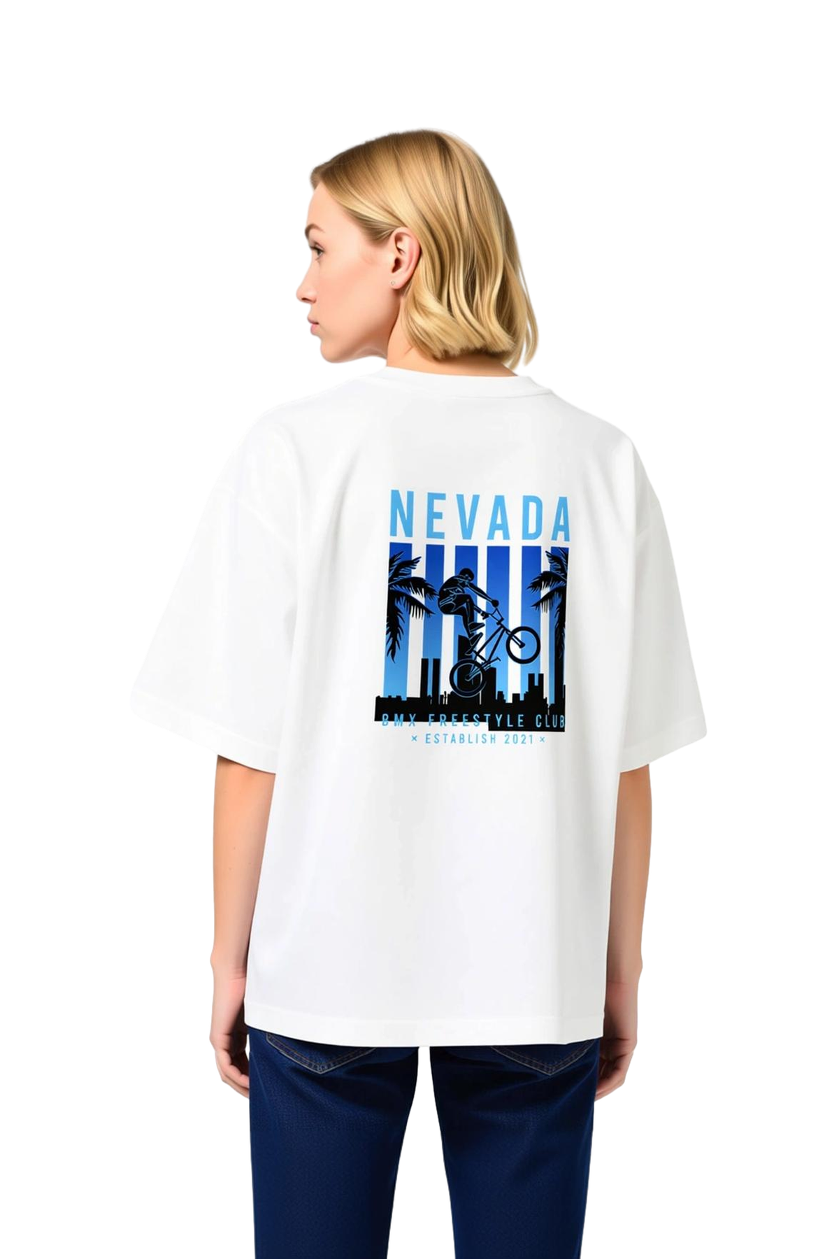 Nevada BMX Freestyle 2021 Baskılı Kadın Oversize Tişört