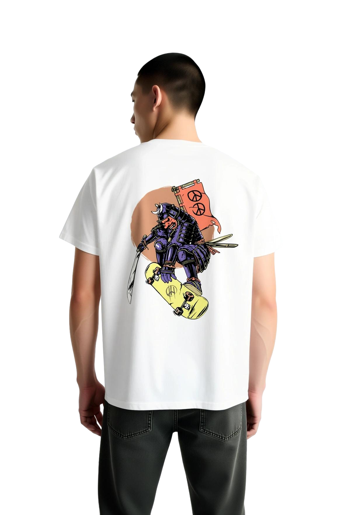 Samurai Kaykaylı Barış Baskılı Erkek Tişört