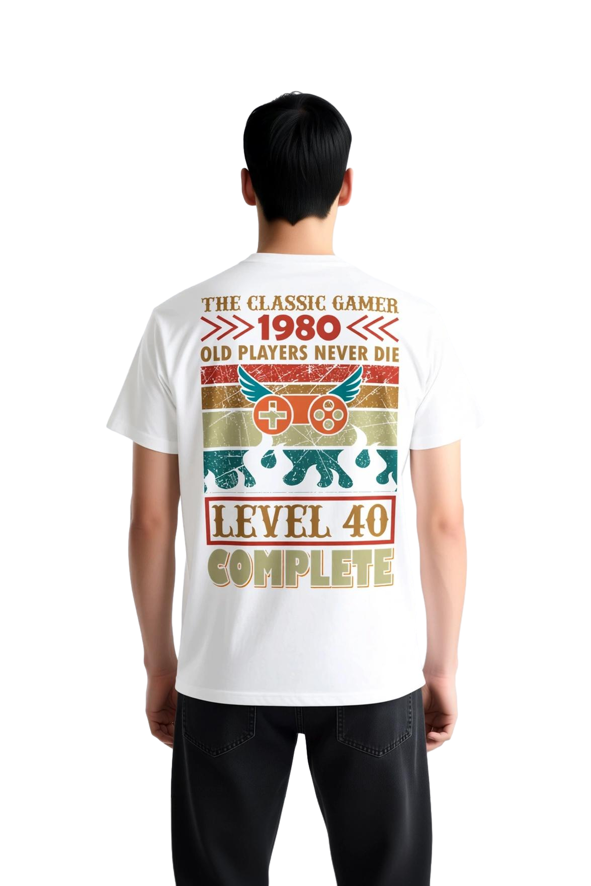 Erkek Retro Oyun Temalı Baskılı Tişört Level Complete Nostalji Günlük Rahat Modern Şık Konforlu