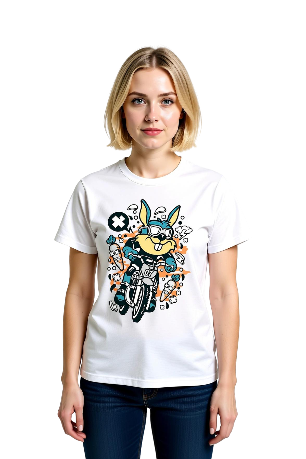 Kadın Motosiklet Yarış Numarası Baskılı Kısa Kollu Tişört Retro Stil Grafik Desen Günlük Rahat Şık