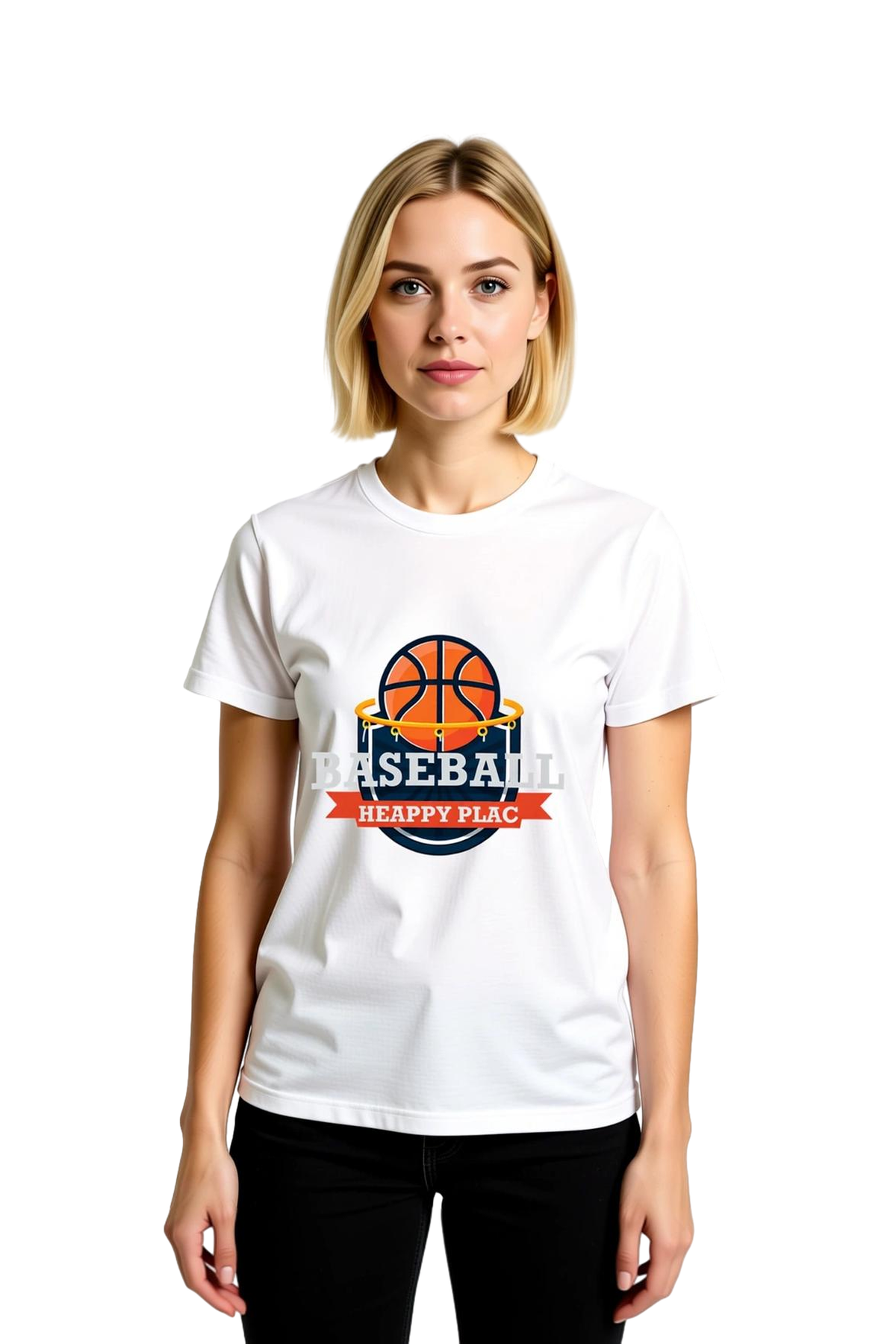 Kadın Basketbol Baskılı Günlük Tişört Yuvarlak Yaka Kısa Kol %100 Pamuk Rahat Kesim Spor Tasarım