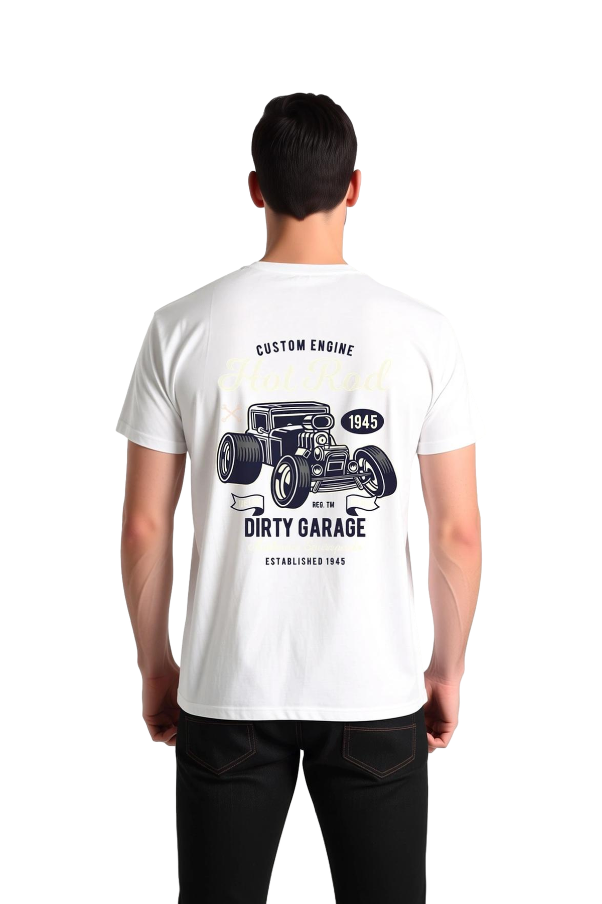 Erkek Retro Hot Rod Garaj Baskılı Pamuklu Tişört Vintage Otomobil Tasarımı Rahat Kesim Günlük Modern