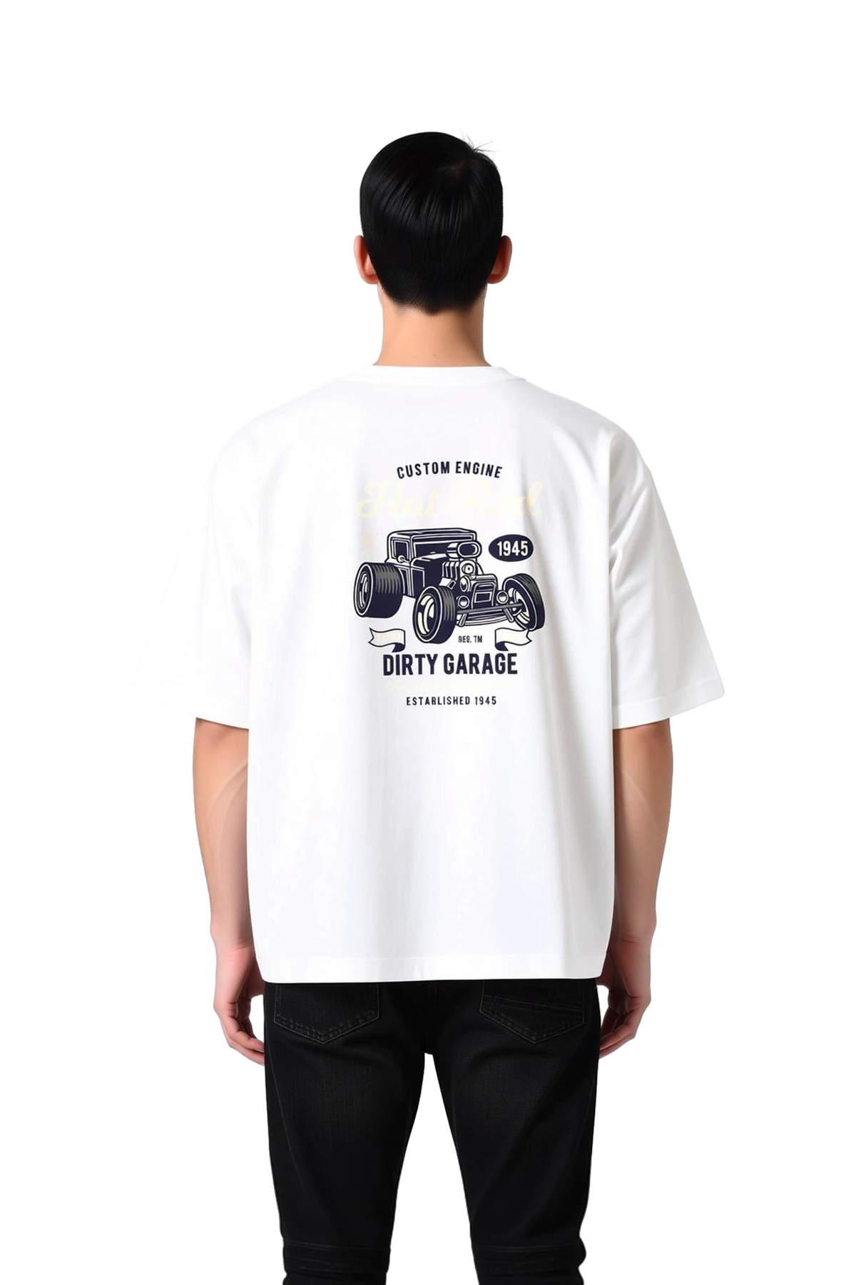 Erkek Oversize Tişört %100 Pamuk Vintage Hot Rod Baskılı Garaj Kültürü Retro Otomobil Tasarımı Rahat