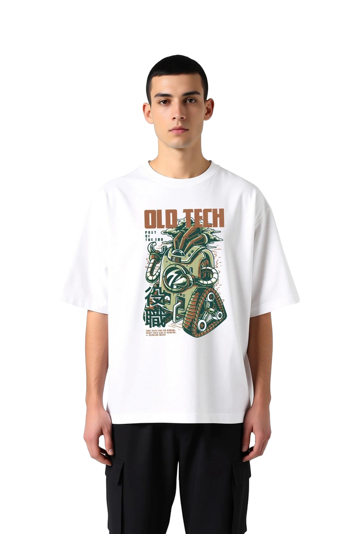 Erkek Oversize Tişört Retro Teknoloji Baskı Dijital Baskılı Nostaljik Tasarım Rahat Kesim Günlük
