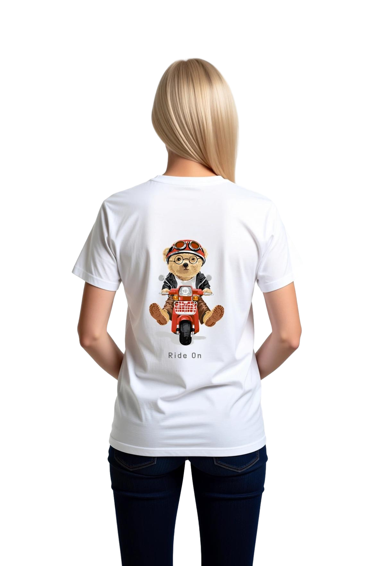 Ride On Motosiklet Stili Baskılı Kadın Tişört