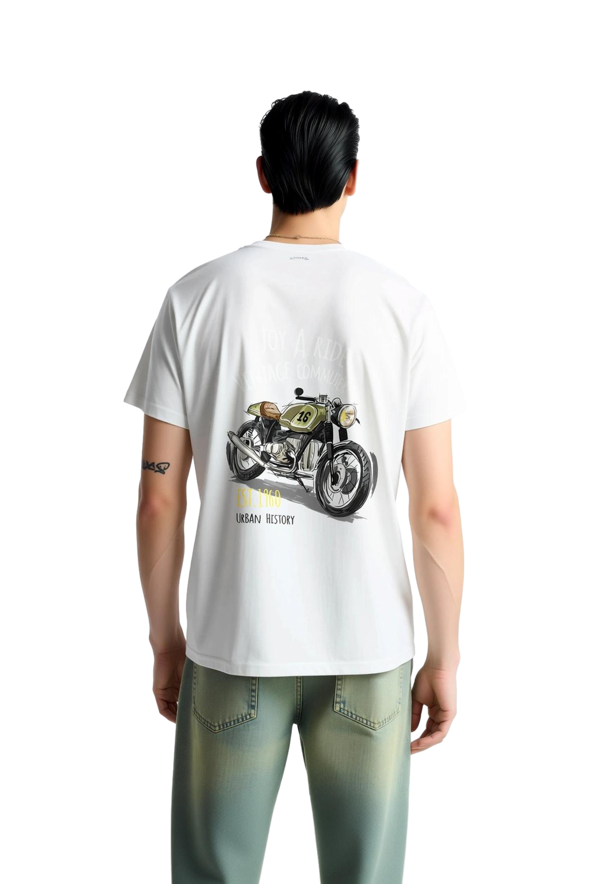 Erkek Motosiklet Baskılı Tişört Vintage Şehir Kültürü Grafik Rahat Kesim Günlük Modern Şık Konforlu
