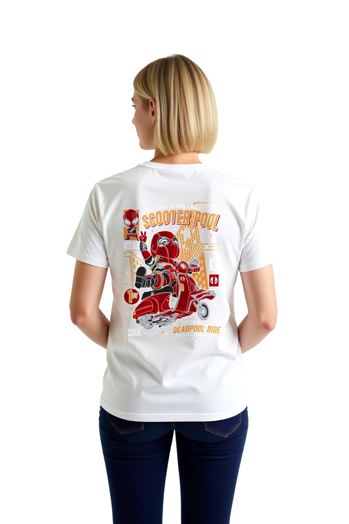 Kadın Scooter Tasarımı Grafik Baskılı Kısa Kollu Tişört Retro Slogan Konforlu Kesim Günlük Rahat