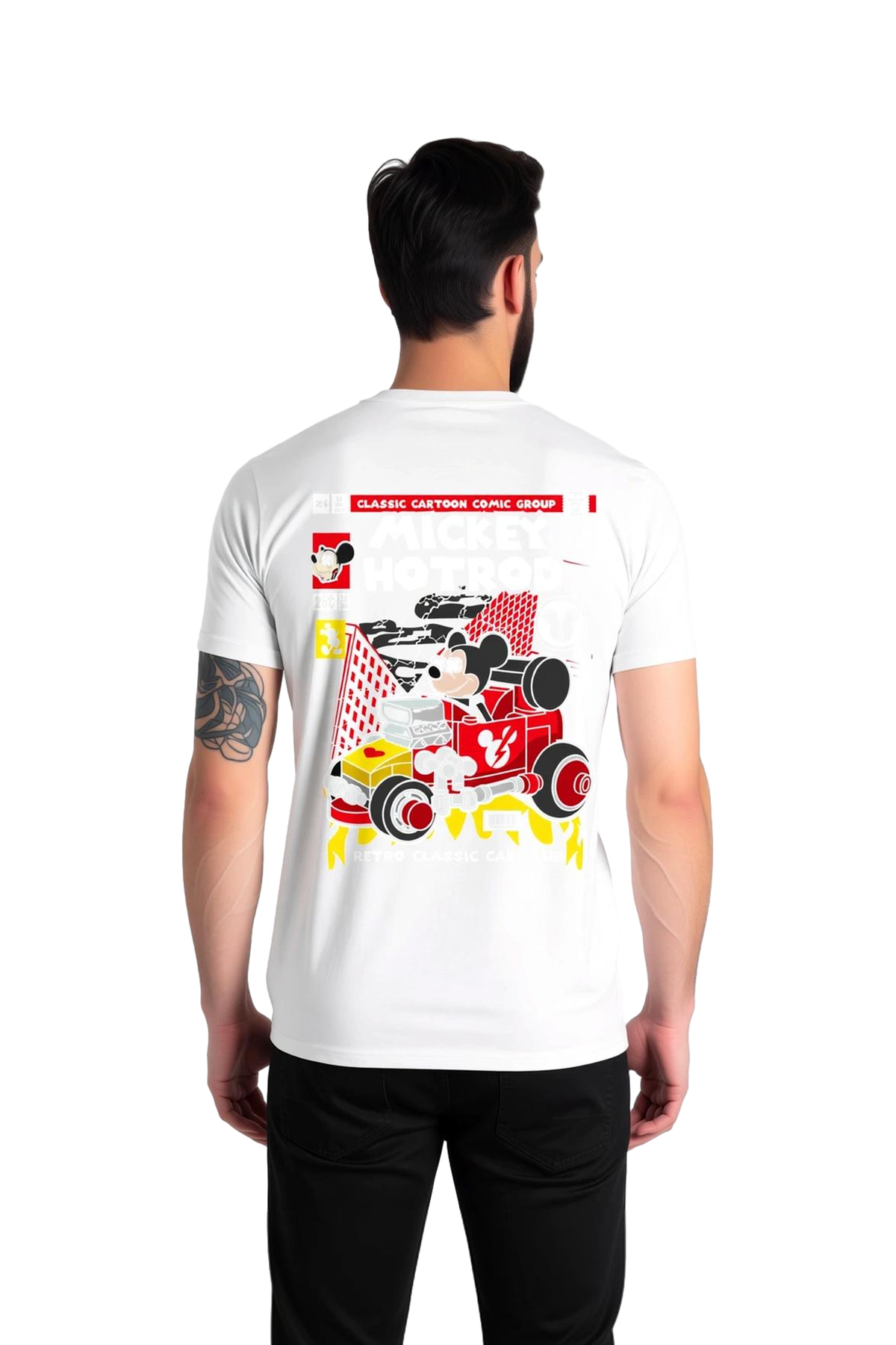 Erkek Tişört Klasik Hotrod Araba Baskısı Retro Tipografi Dijital Baskı Rahat Kesim Günlük Modern