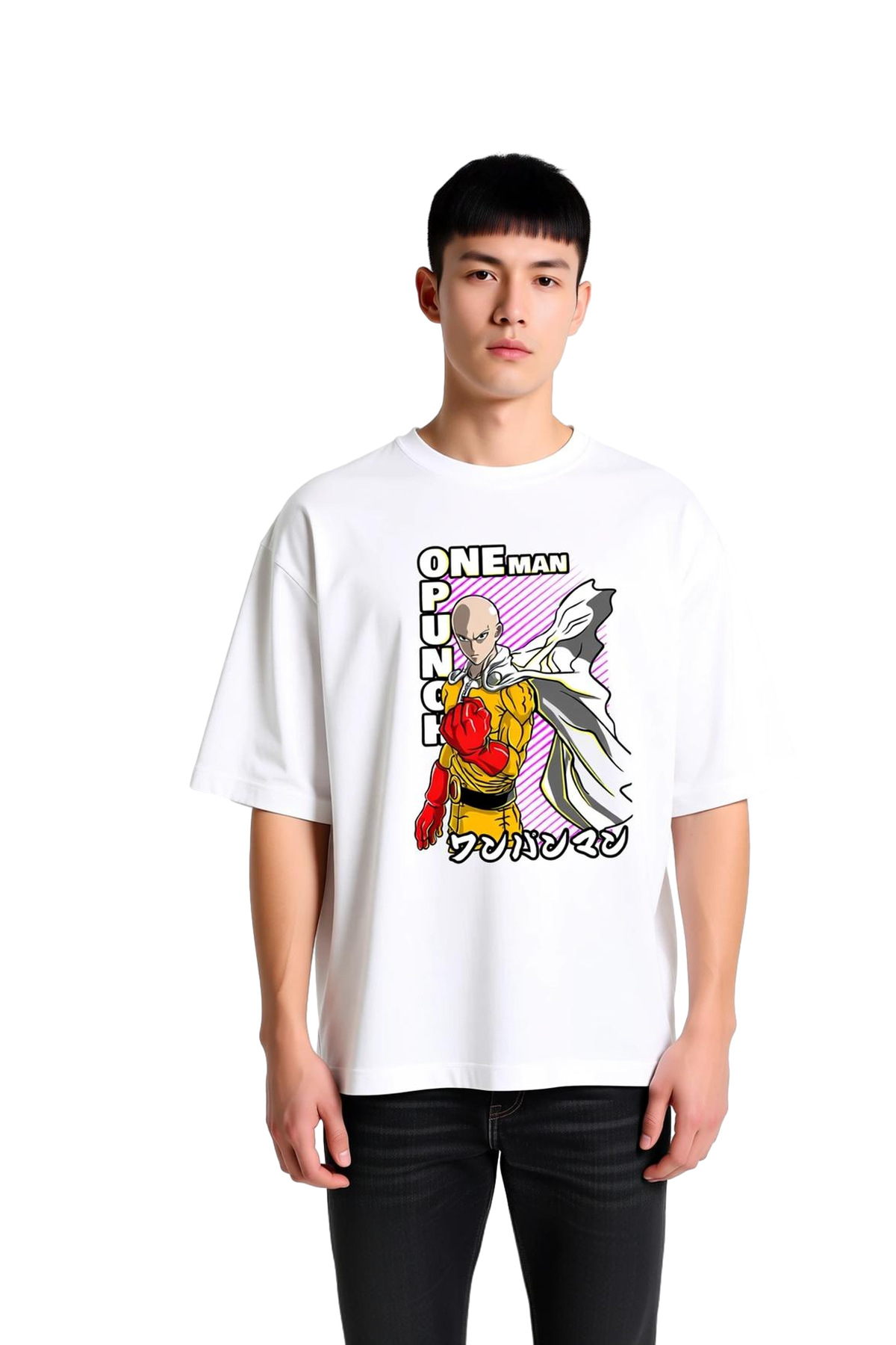 Erkek Oversize Anime Karakter Baskılı Tişört %100 Pamuk Rahat Kesim Günlük Giyim Modern Şık Konforlu