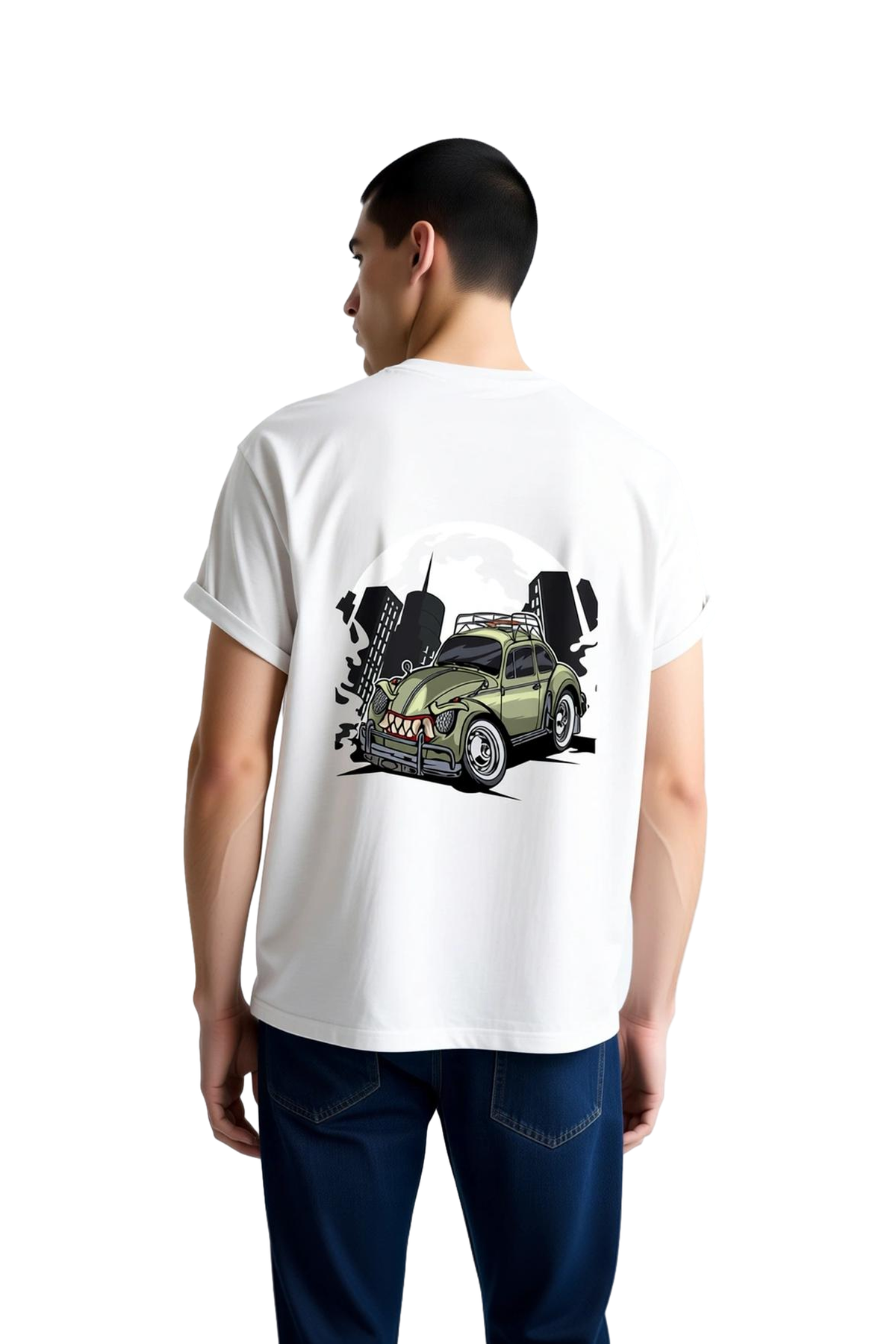 Vintage Beetle Araba Diş Dumanı Baskılı Erkek Tişört