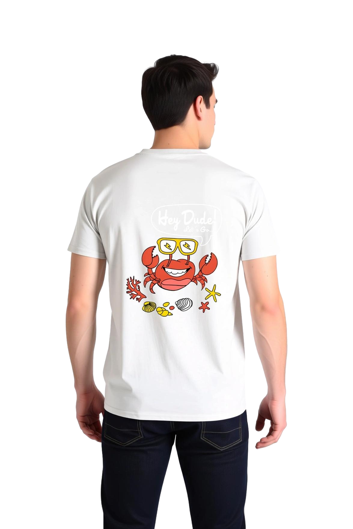 Deniz Hayatı Retro Karikatürü Baskılı Erkek Tişört