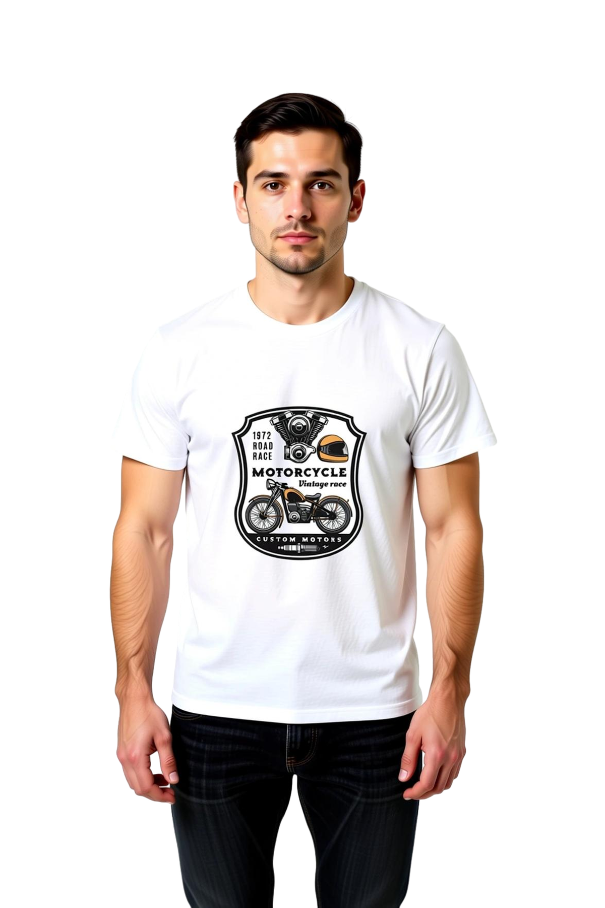 1972 Yol Yarışı Motorsiklet Baskılı Erkek Tişört
