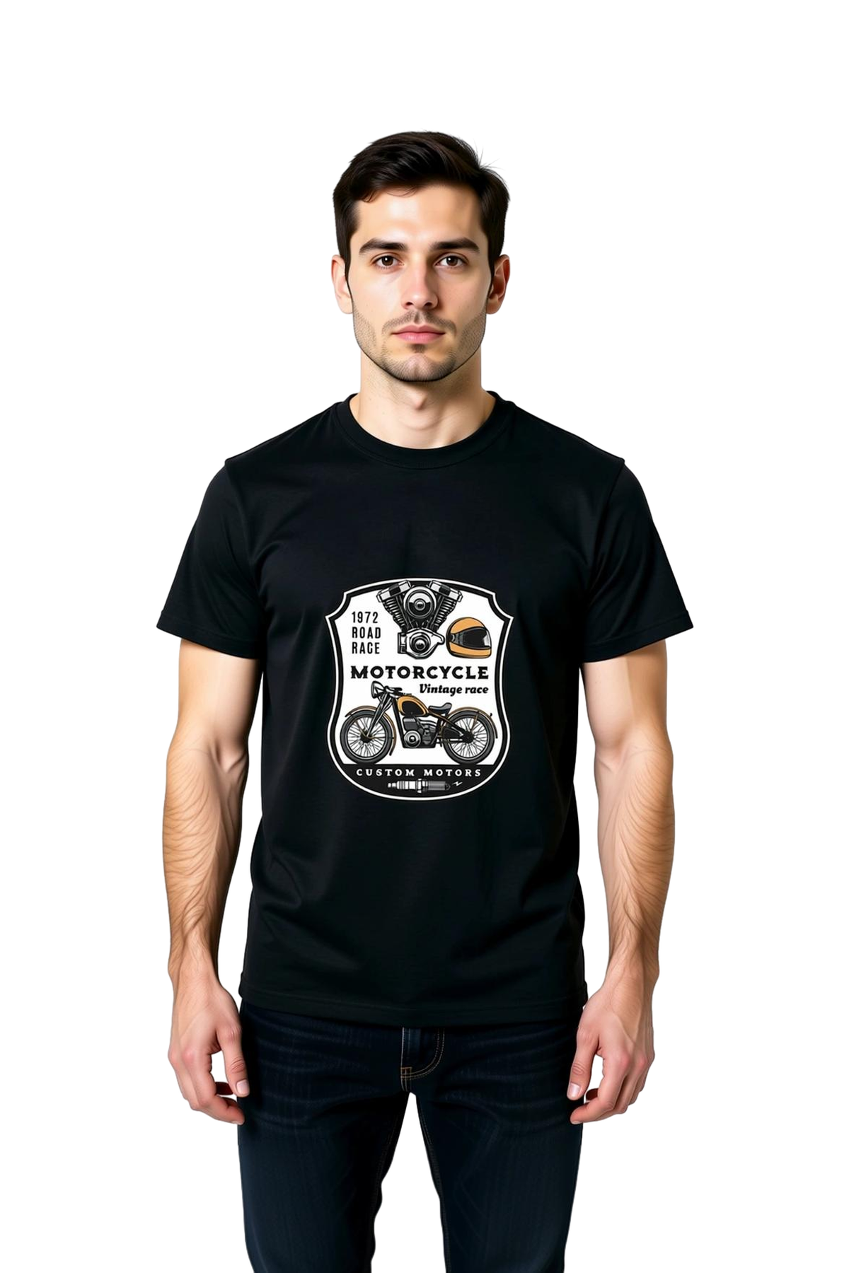 1972 Yol Yarışı Motorsiklet Baskılı Erkek Tişört