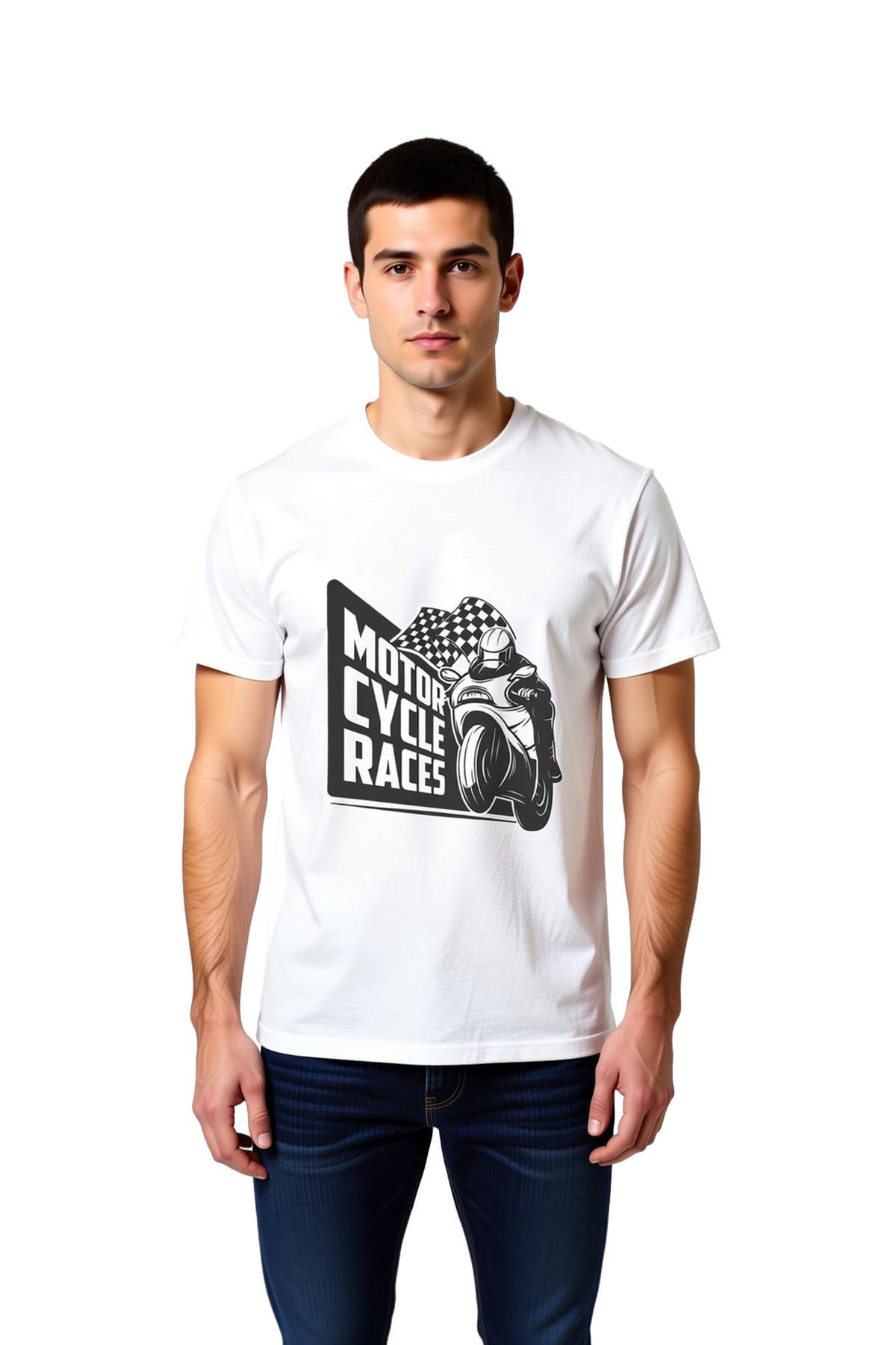 Motor Yarışları Retro Stil Baskılı Erkek Tişört