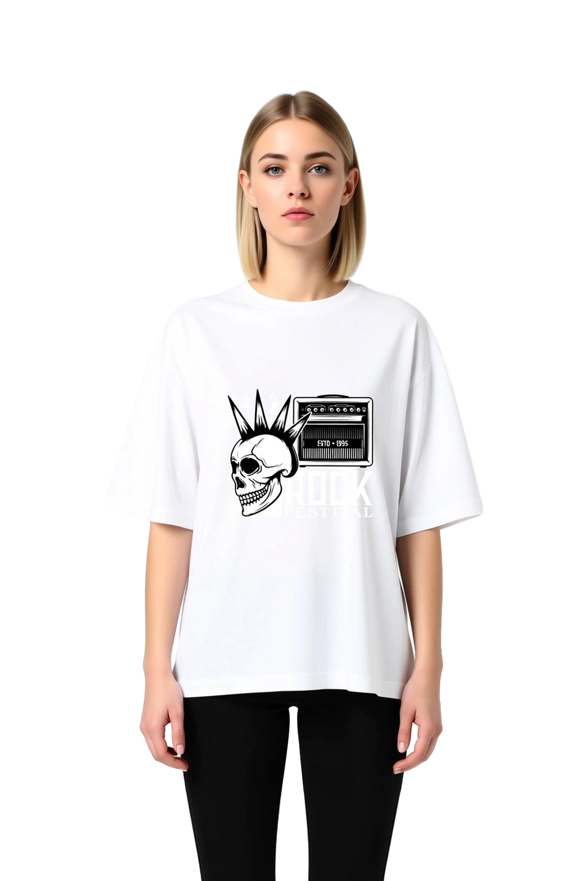 Rock Festivali 1995 Retro Baskılı Kadın Oversize Tişört