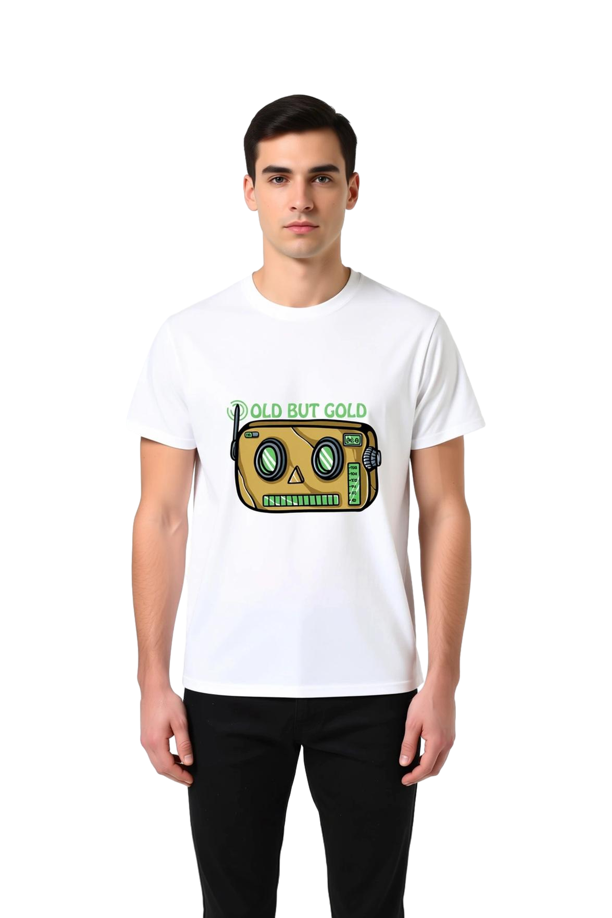 Erkek Nostalji Grafik Baskılı Retro Elektronik Tasarım Tişört Rahat Kesim Günlük Giyim Modern Şık