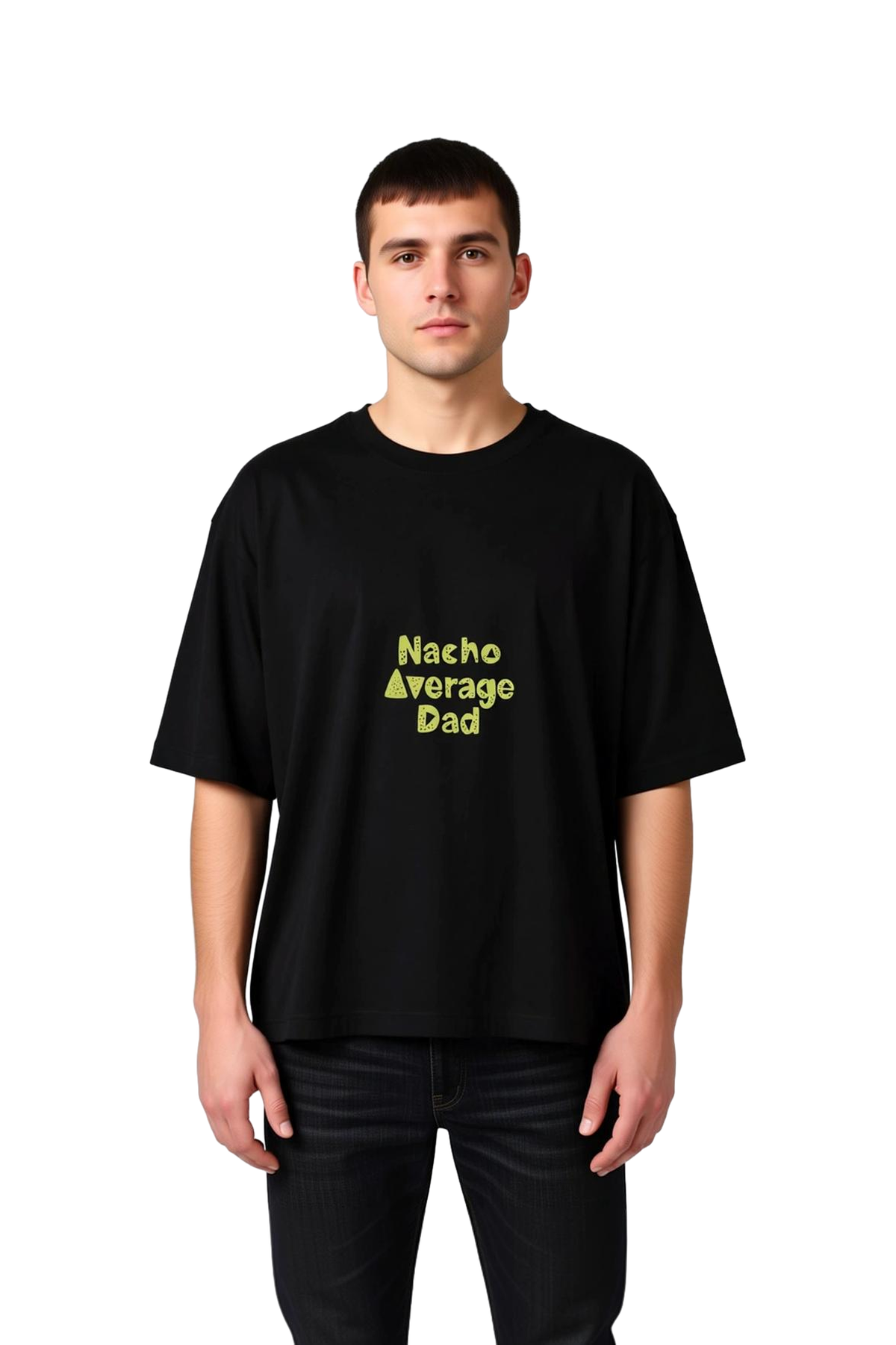 Nacho Ortalama Baba Mizahı Baskılı Erkek Oversize Tişört