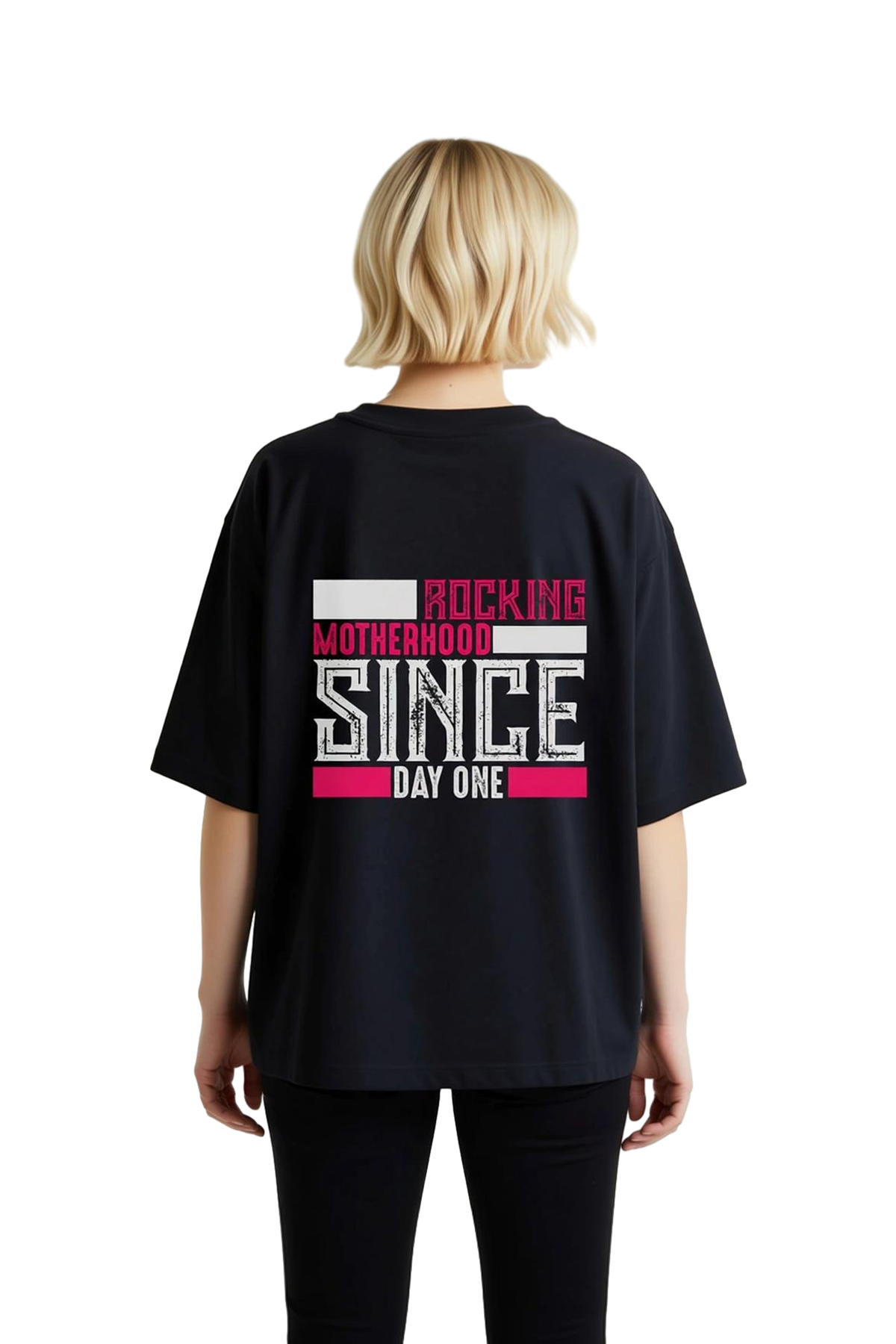 Kadın Oversize Tişört Annelik Yolculuğu Retro Baskı Dijital DTF Tekniği Rahat Kesim Günlük Modern