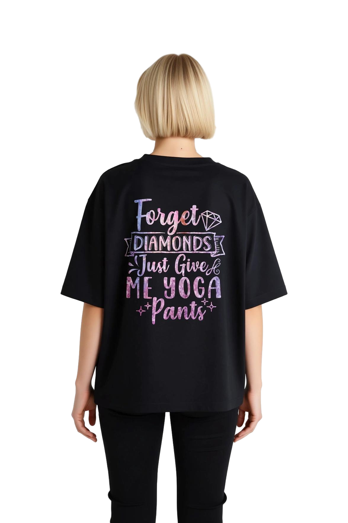 Yoga Severler için Şık Cümle Baskılı Kadın Oversize Tişört