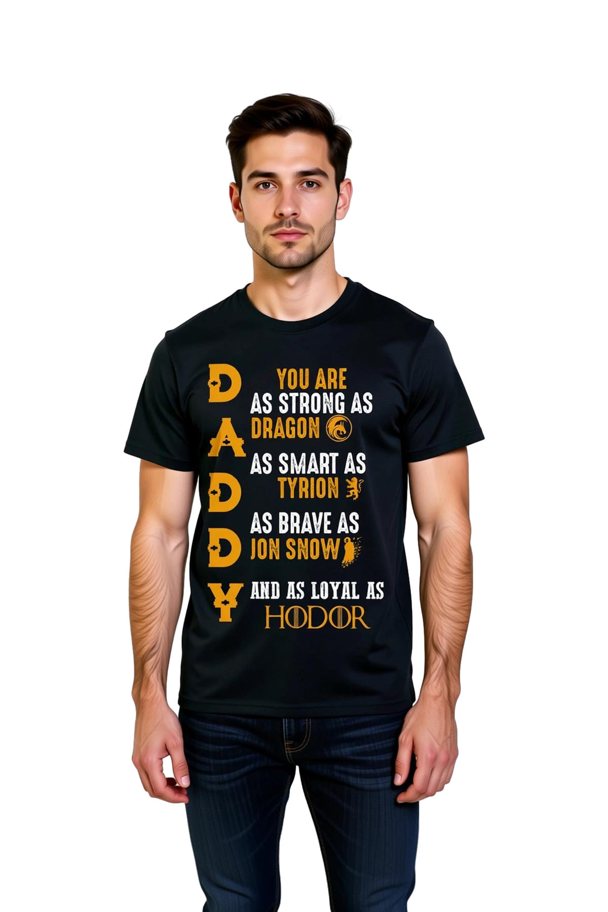 Erkek Grafik Baskılı Tişört Ejder Tyrion Jon Snow Hodor Karakterli Motivasyon Mesajı Günlük Rahat