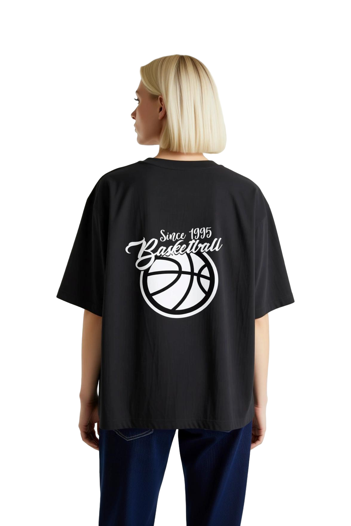 Kadın Oversize Basketbol Baskılı Kısa Kollu Tişört Yılı Retro Tasarım Nostalji Günlük Rahat Modern